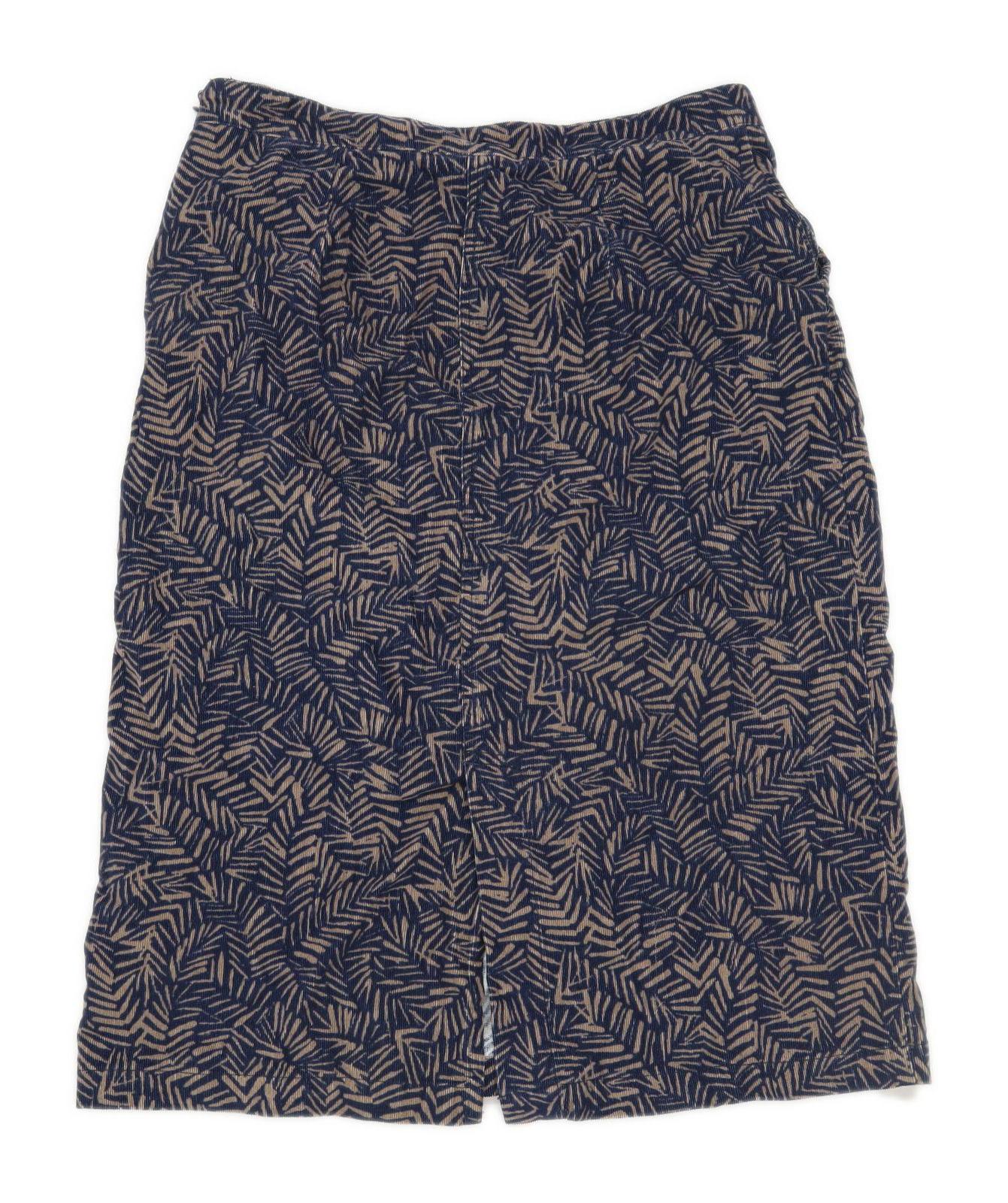 Lily Originals Womens Size 12 Corduroy Blend Geometric Blue Skirt (Regular)