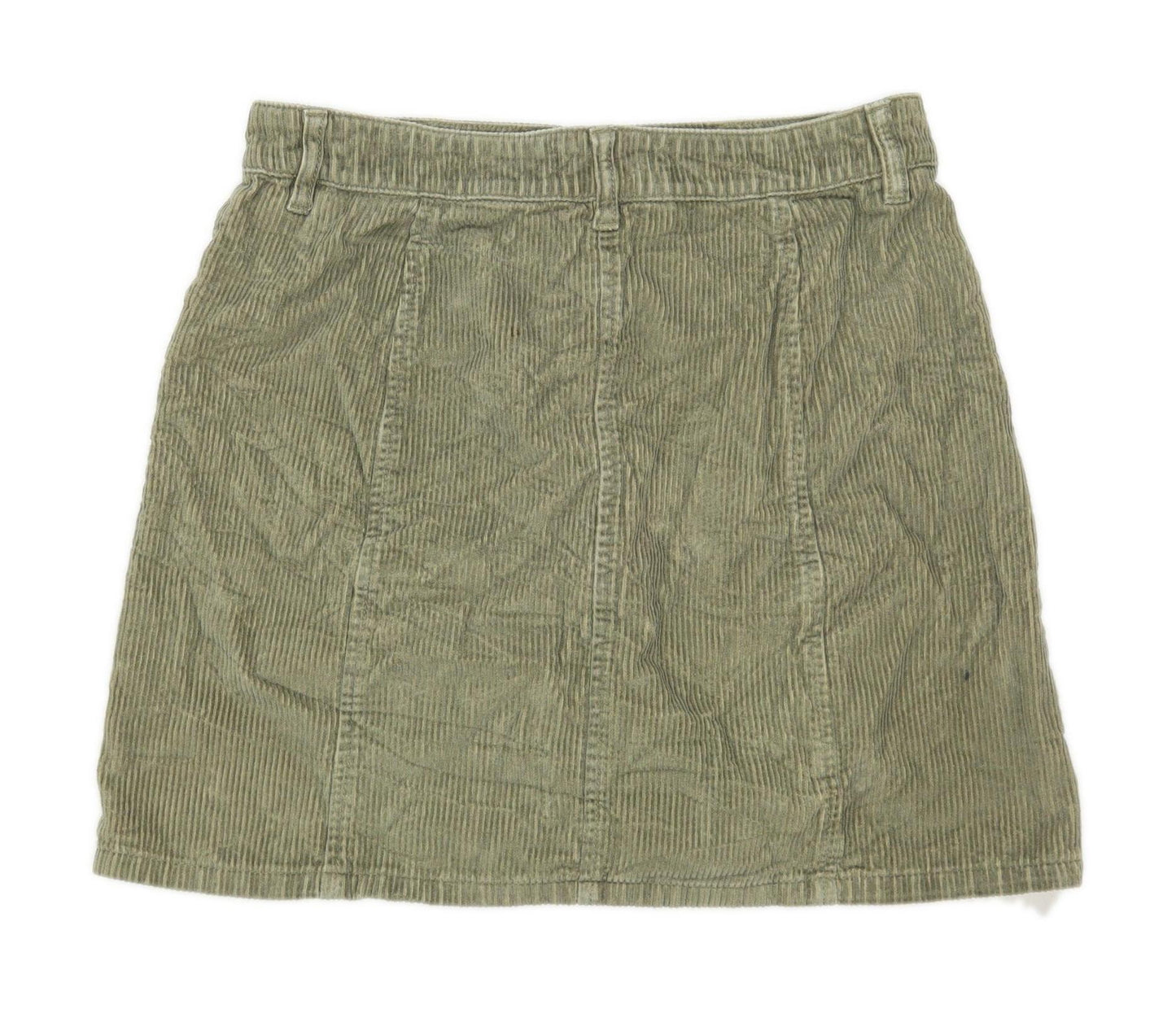 Next Womens Size 10 Corduroy Textured Green Skirt (Regular)