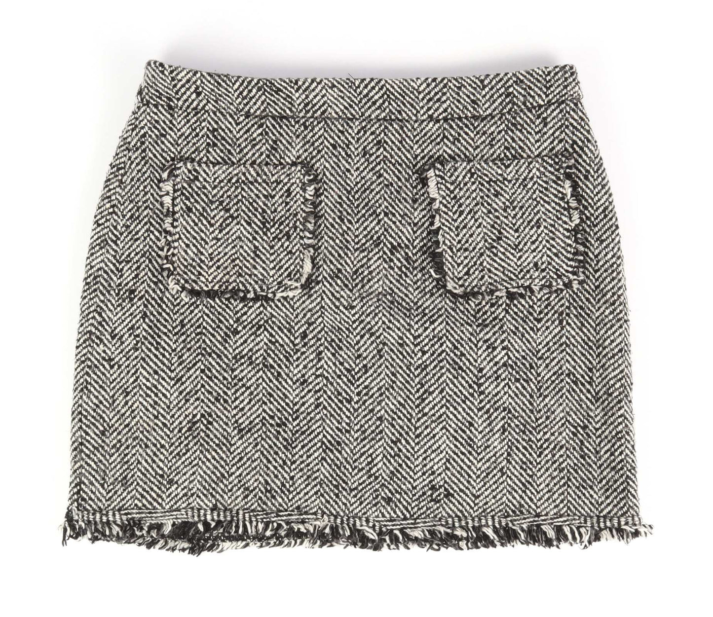 New Look Womens Size 10 Black Herringbone Skirt (Regular)