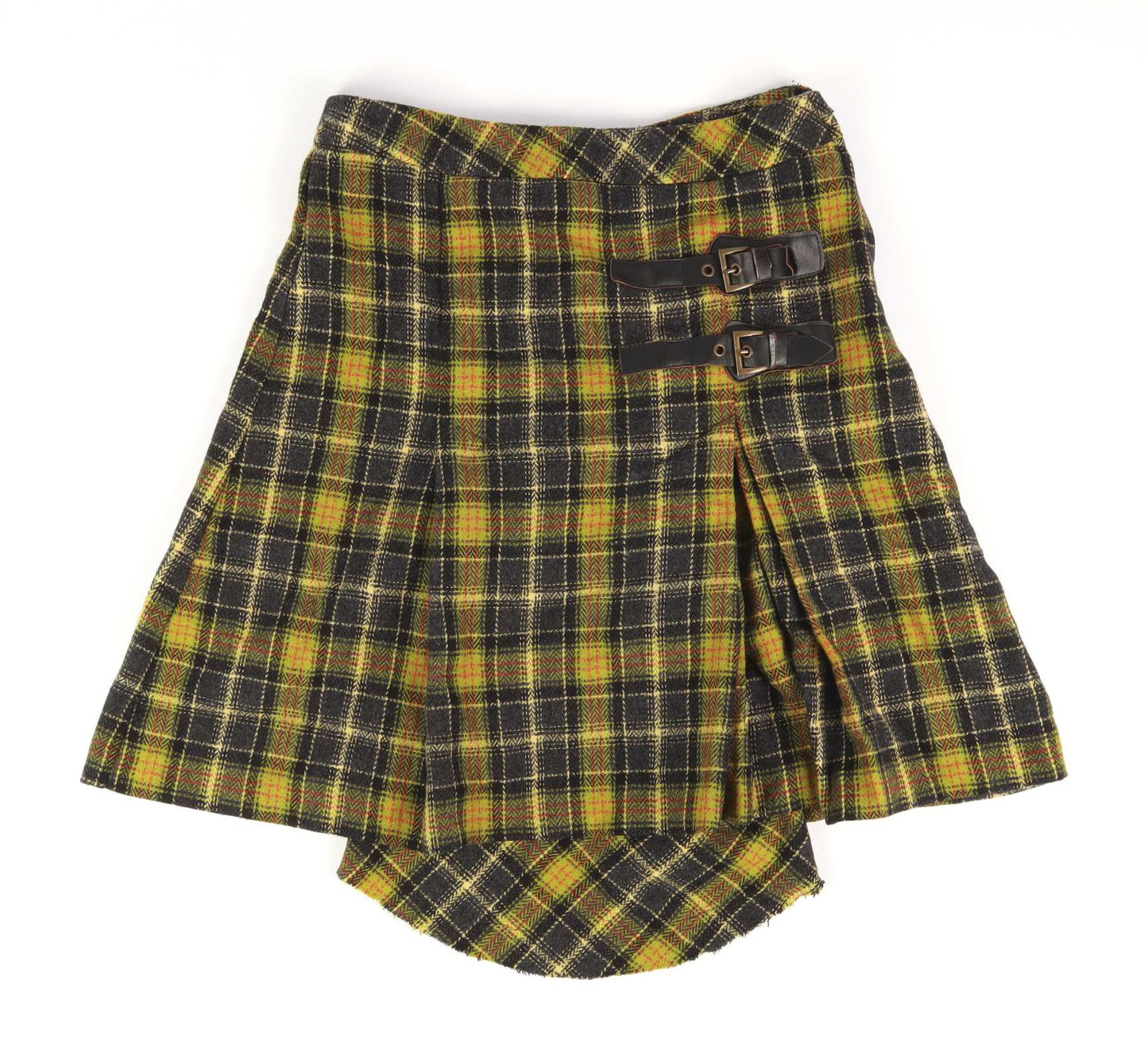 Next Womens Size 6 Green Tartan Wool Blend Skirt (Regular)