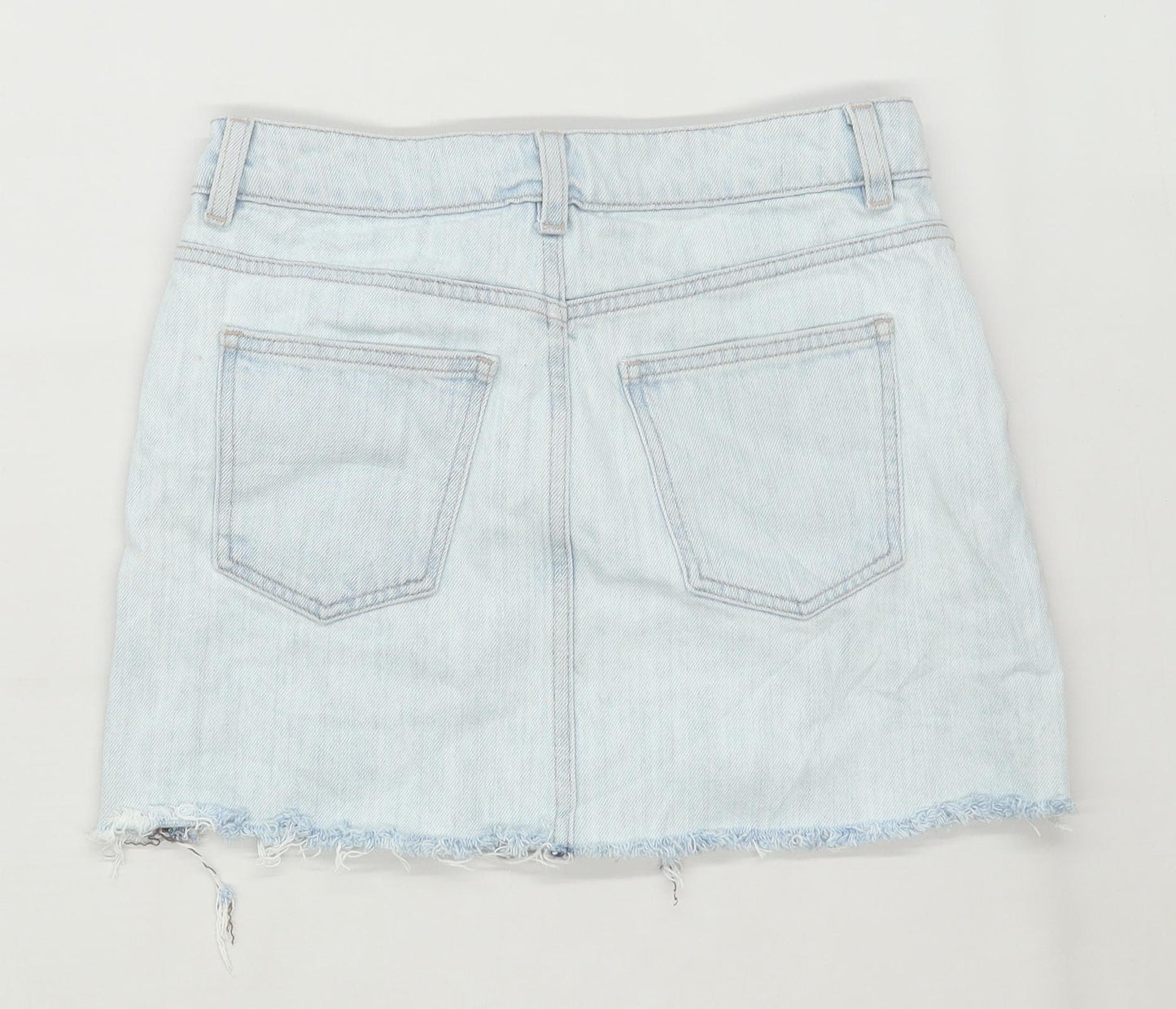 Asos Womens Size 4 Denim Blue Distressed Skirt (Regular)