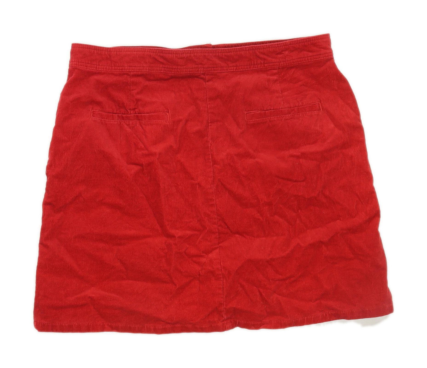 Marks & Spencer Womens Size 12 Corduroy Blend Textured Red Skirt (Regular)