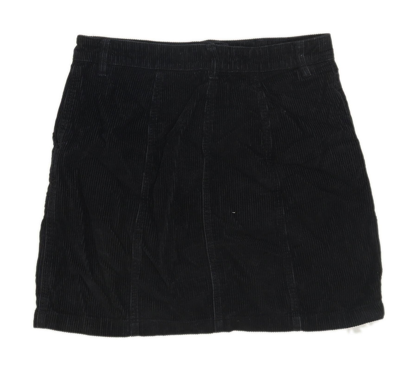 Next Womens Size 10 Corduroy Textured Black Skirt (Regular)