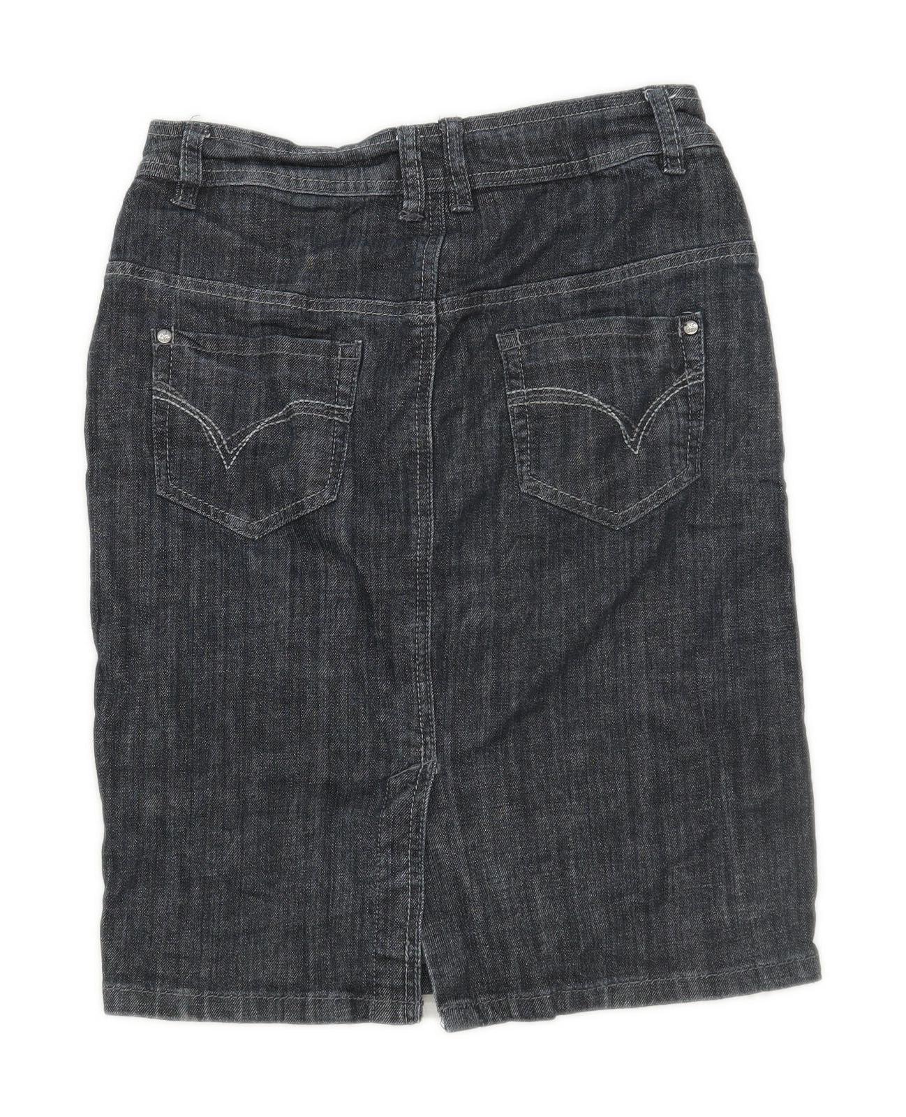 Next Womens Size 8 Denim Blue Skirt (Regular)