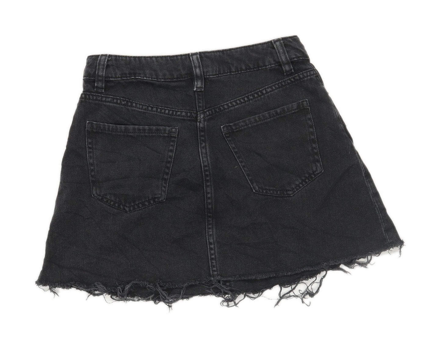 H&M Womens Size 6 Denim Black Skirt (Regular)