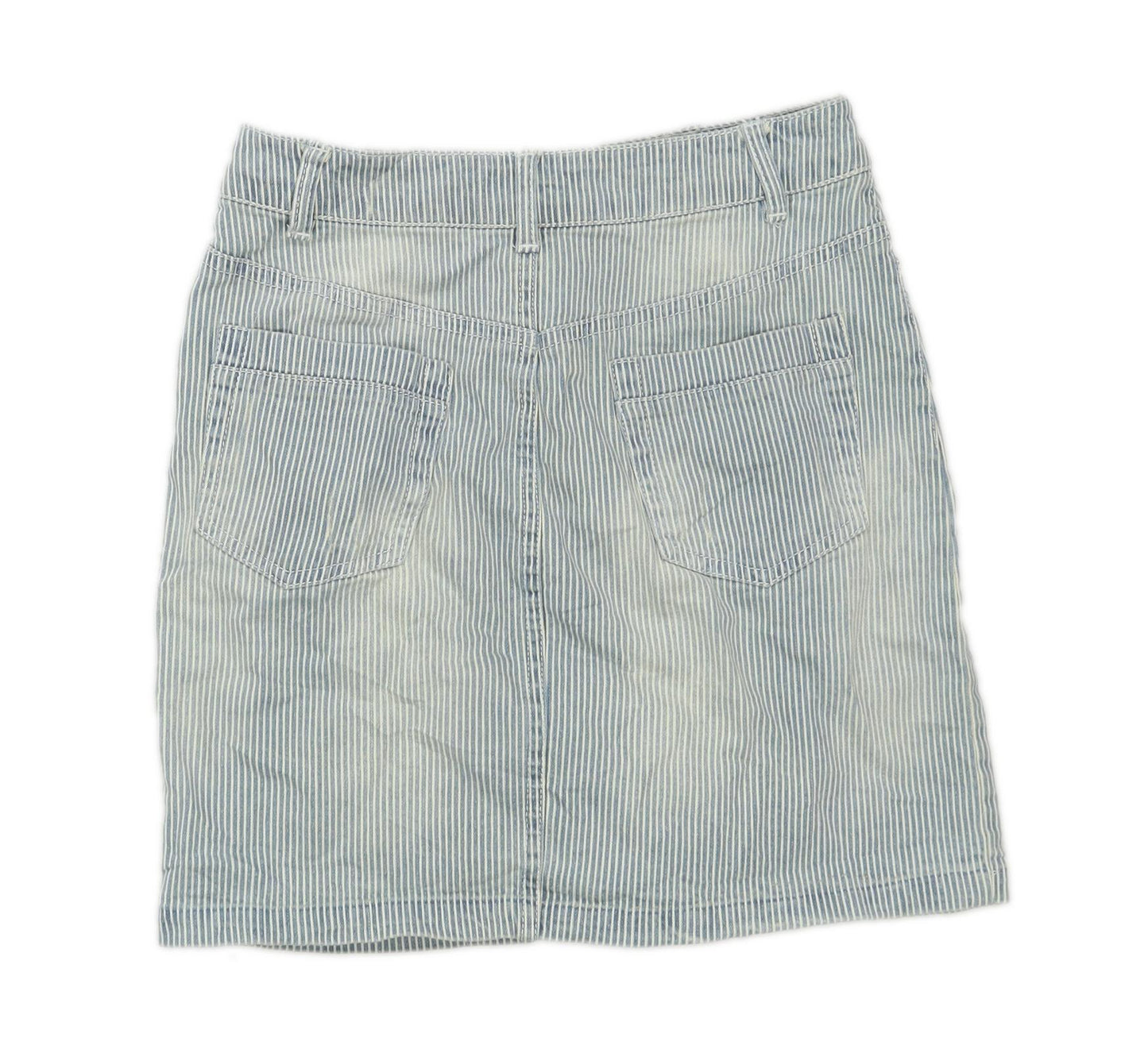 Miss Selfridge Womens Size 6 Denim Striped Blue Skirt (Regular)