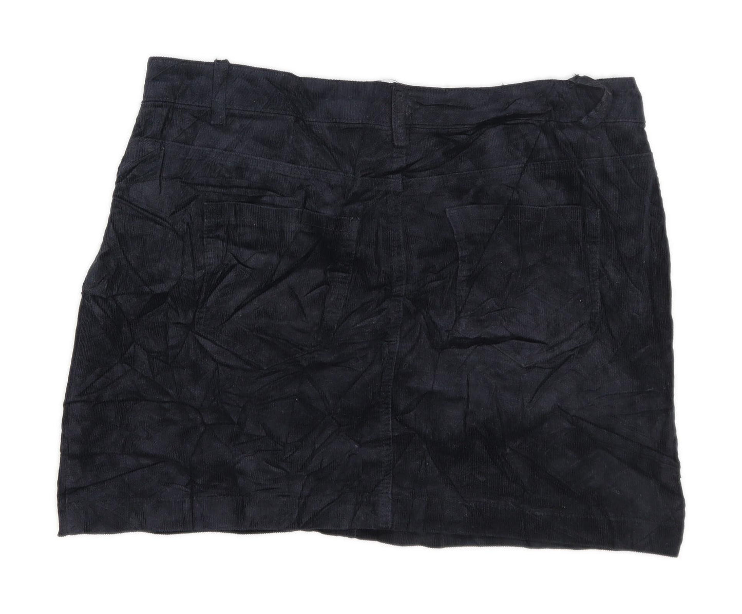 Glassons Womens Size 14 Corduroy Textured Black Skirt (Regular)