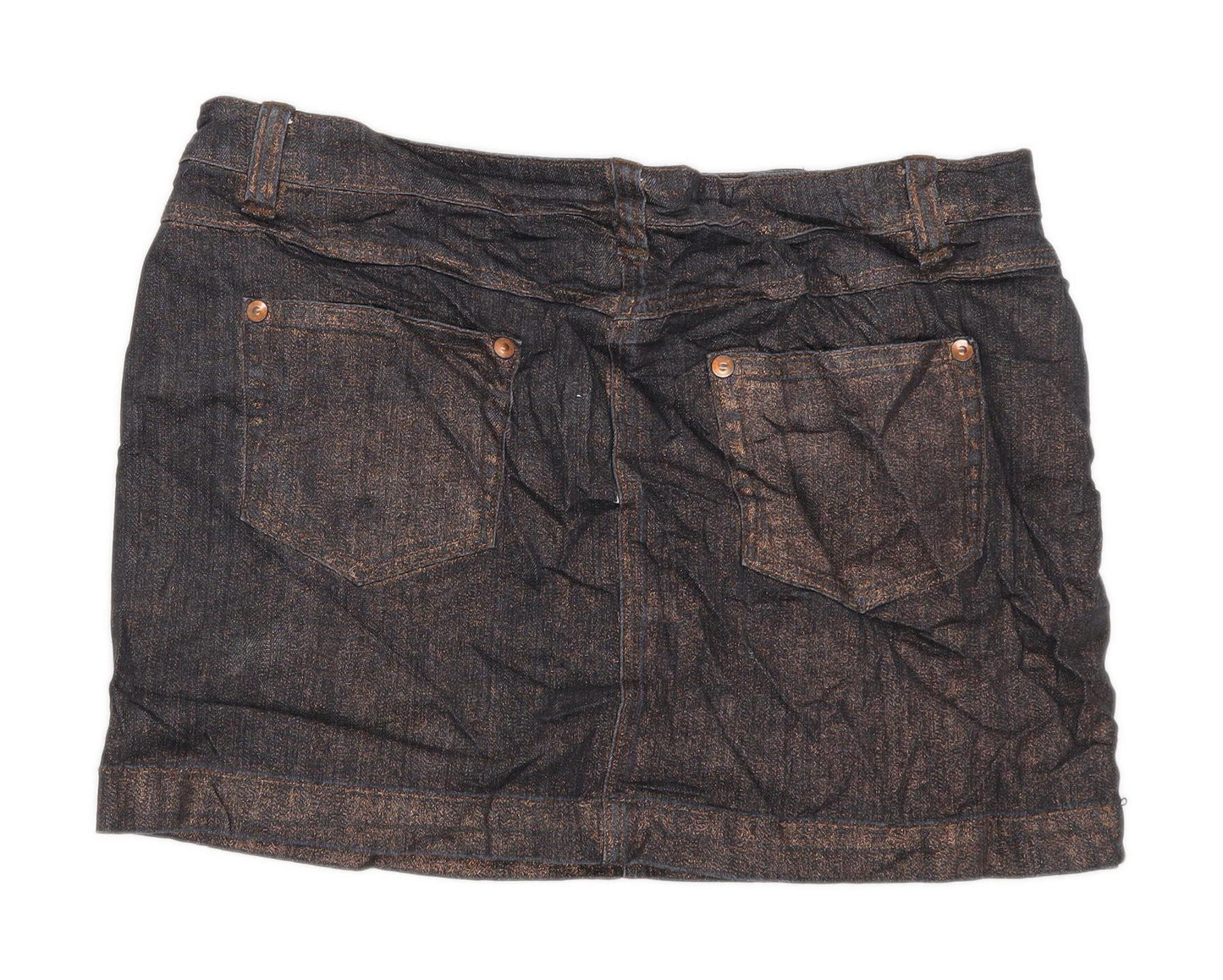 George Womens Size 16 Denim Gold Glitter Skirt (Regular)