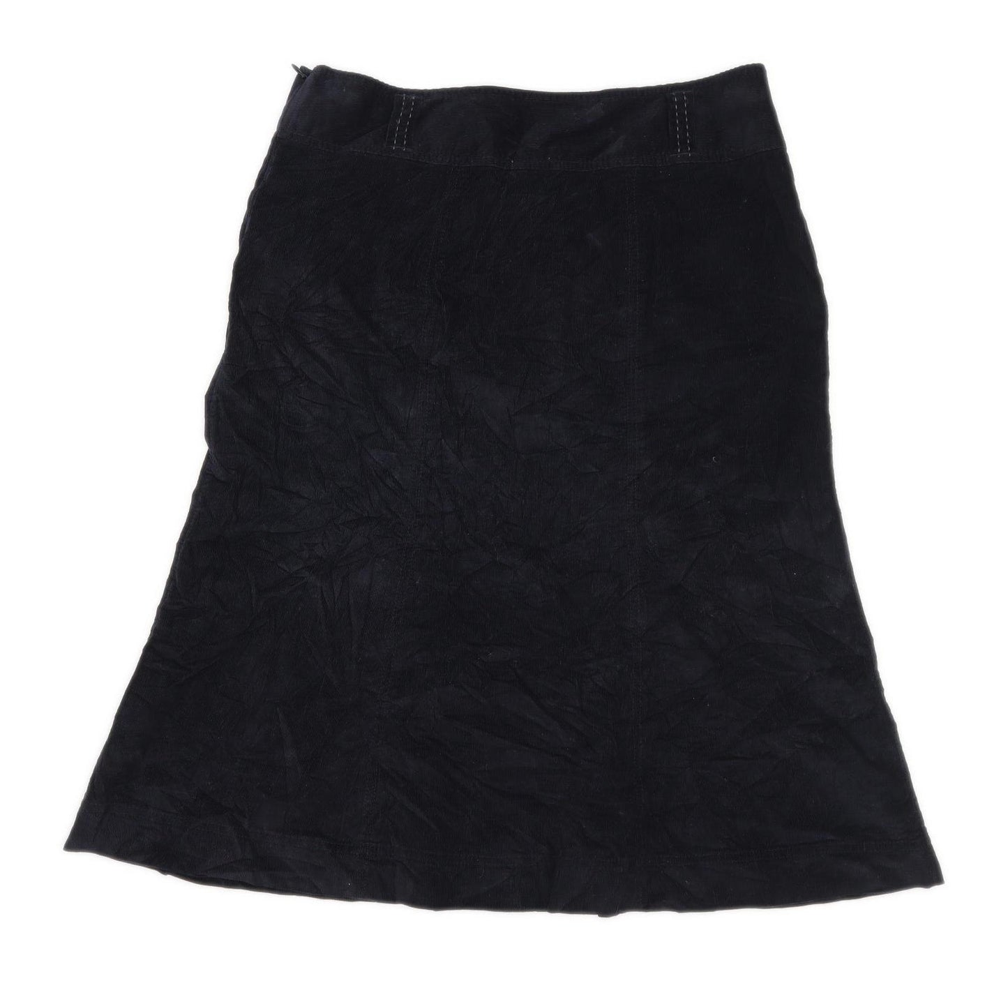 Marks & Spencer Womens Size 12 Corduroy Textured Black Flare Skirt (Regular)