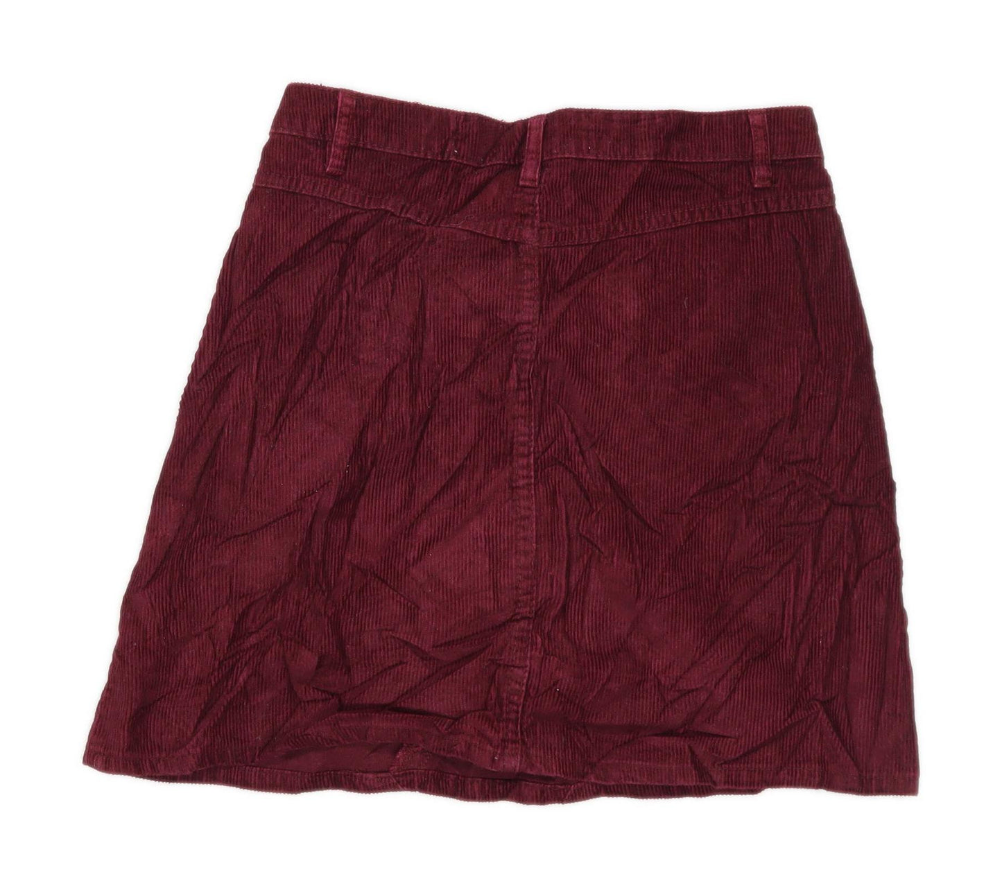Denim Co Womens Size 8 Corduroy Textured Burgundy Skirt (Regular)