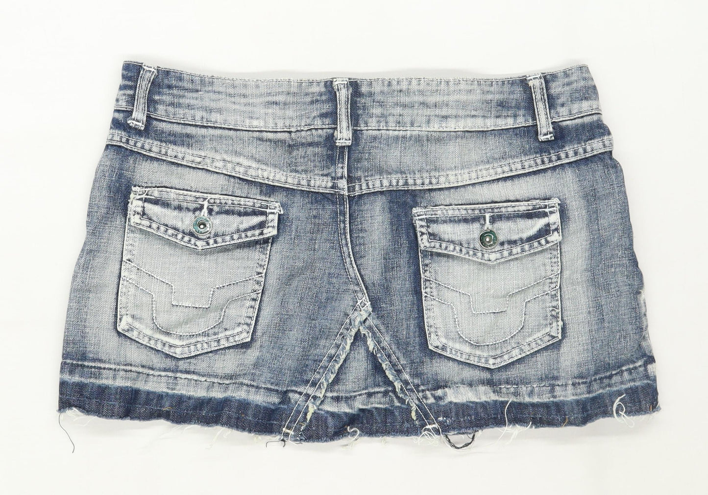 Papaya Womens Size 12 Denim Blue Skirt (Regular)