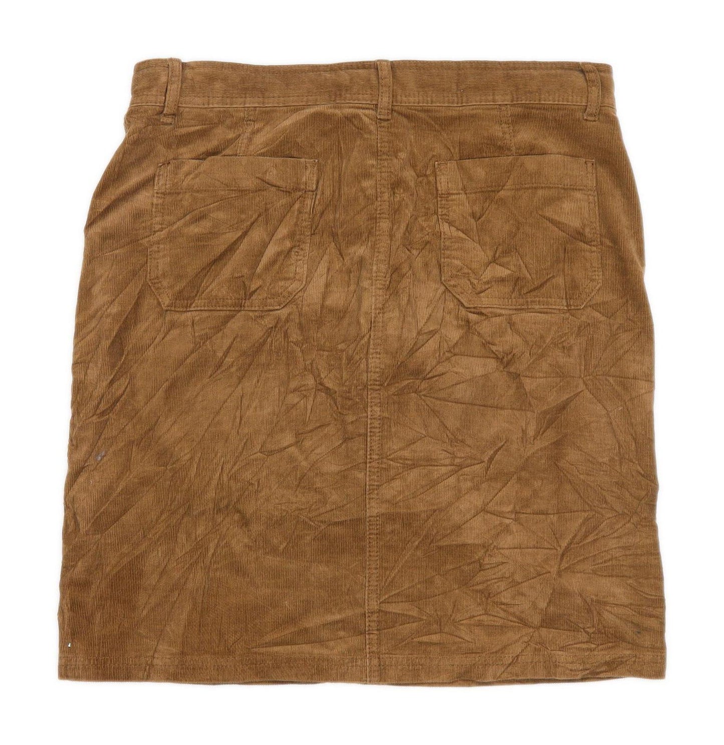 Marks & Spencer Womens Size 14 Corduroy Textured Brown A-Line Skirt (Regular)