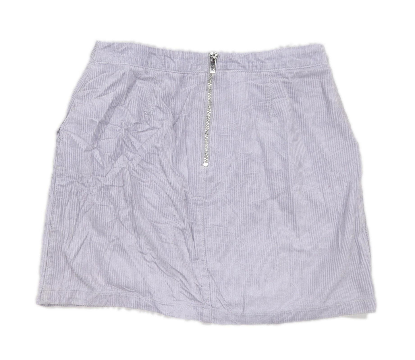 New Look Womens Size 8 Corduroy Textured Grey Skirt (Regular)