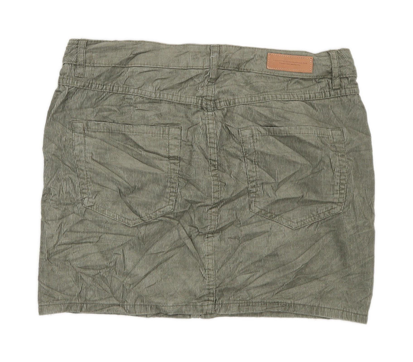 H&M Womens Size 8 Corduroy Textured Green Skirt (Regular)