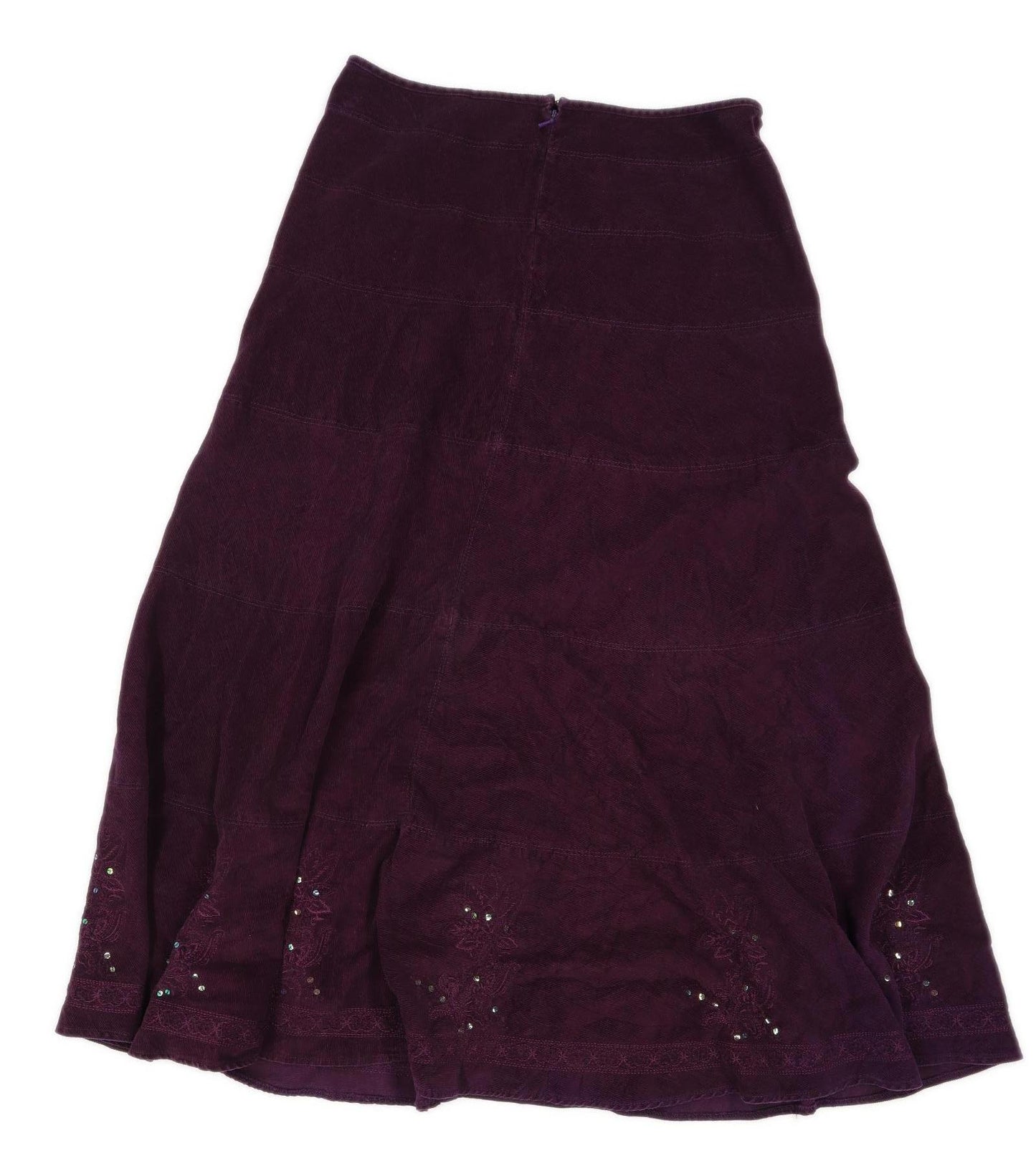 Cherokee Womens Size 14 Corduroy Purple Embroidered Floral and Sequin details Skirt (Regular)