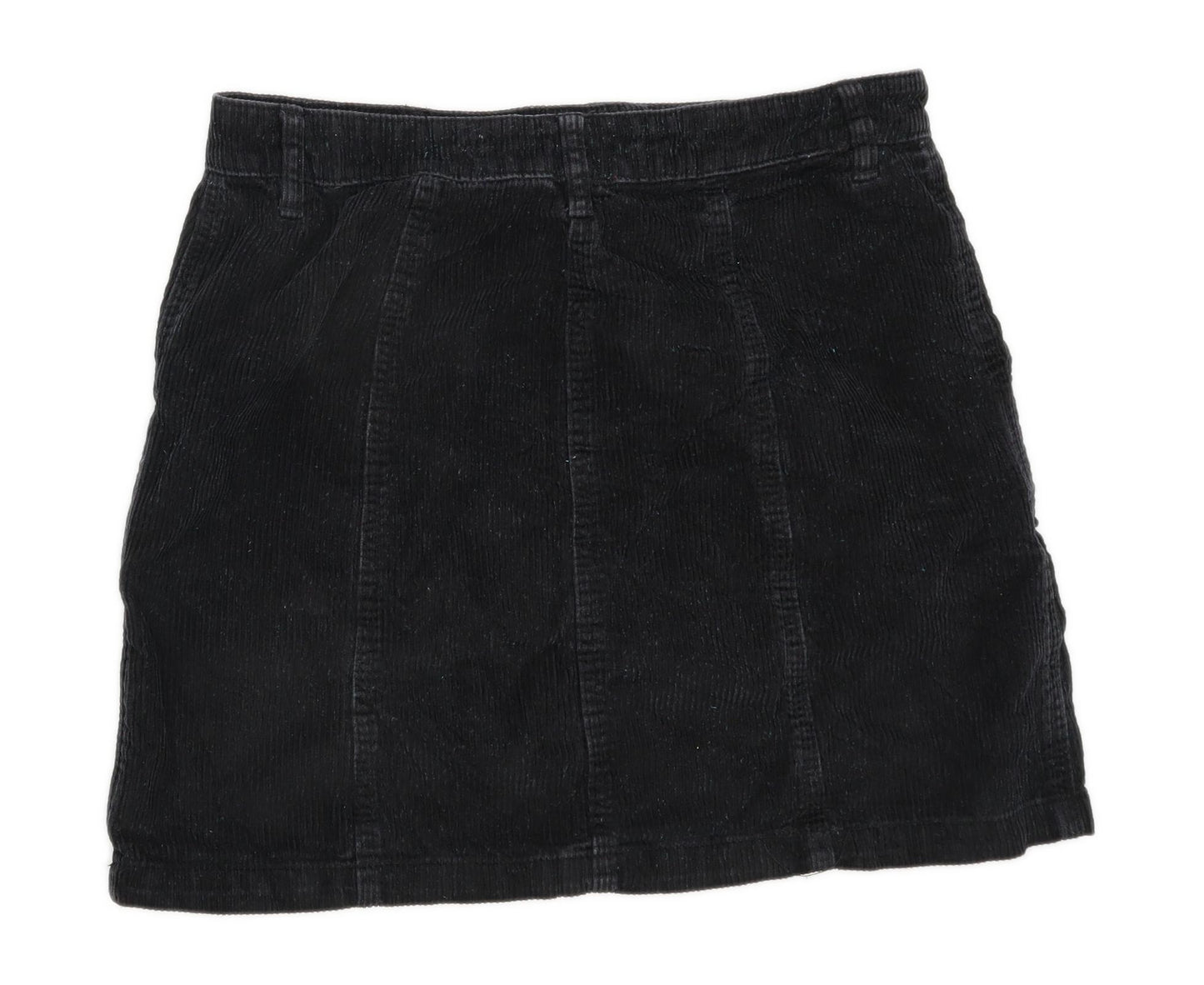 Next Womens Size 10 Corduroy Black Skirt (Regular)