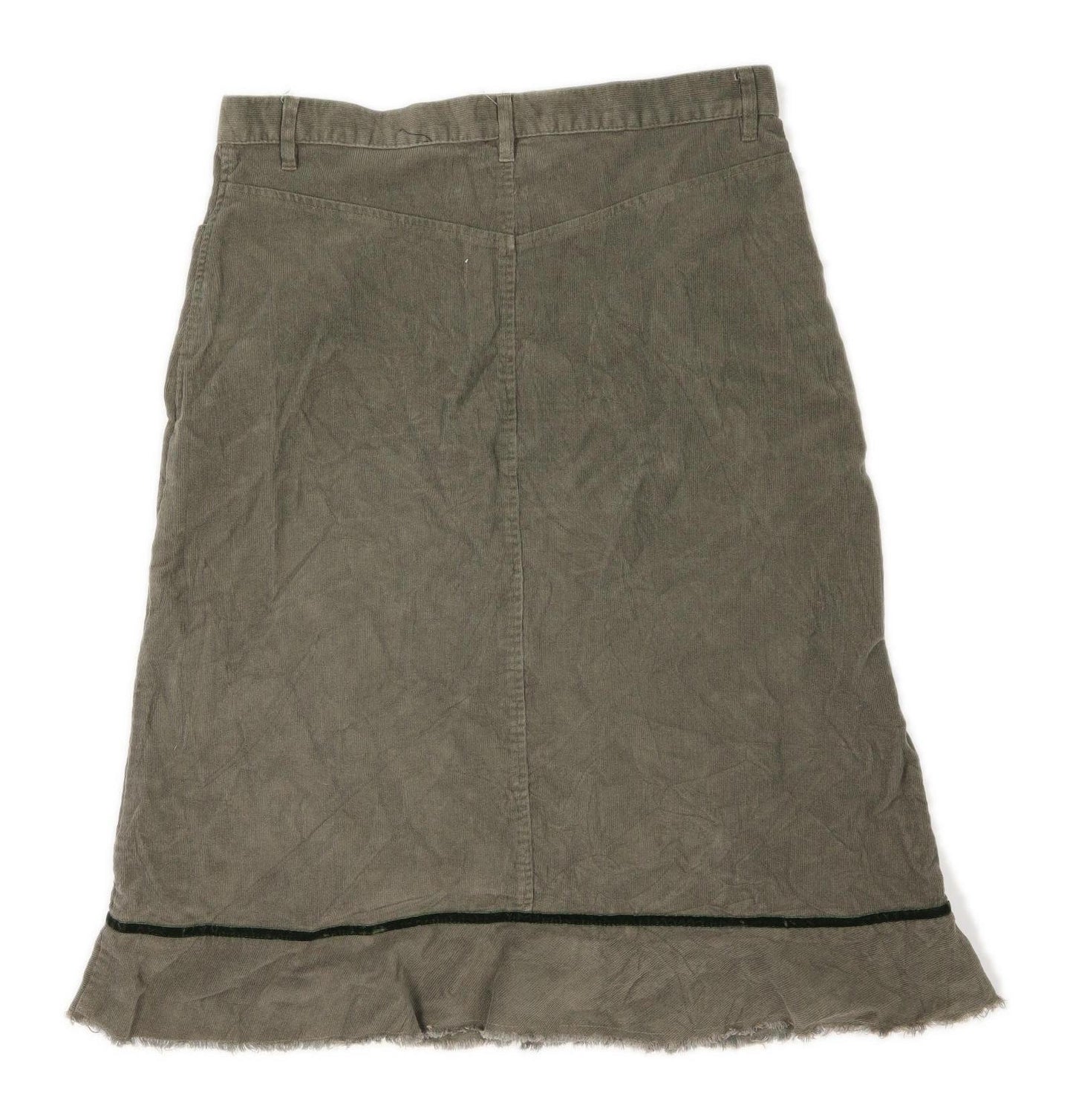 Ken Womens Size 14 Corduroy Blend Green Skirt (Regular)
