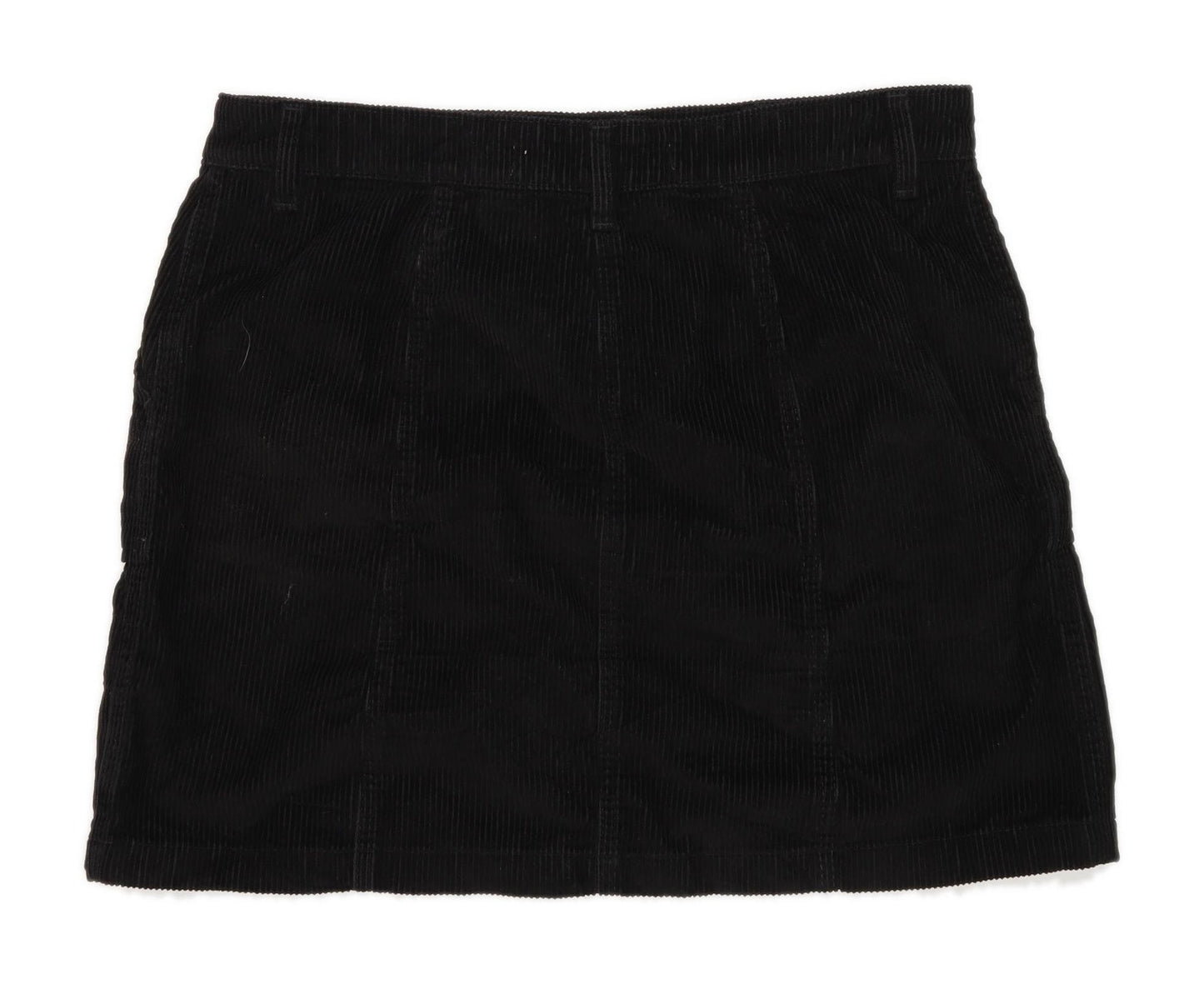 Next Womens Size 14 Corduroy Blend Black Pencil Skirt (Regular)