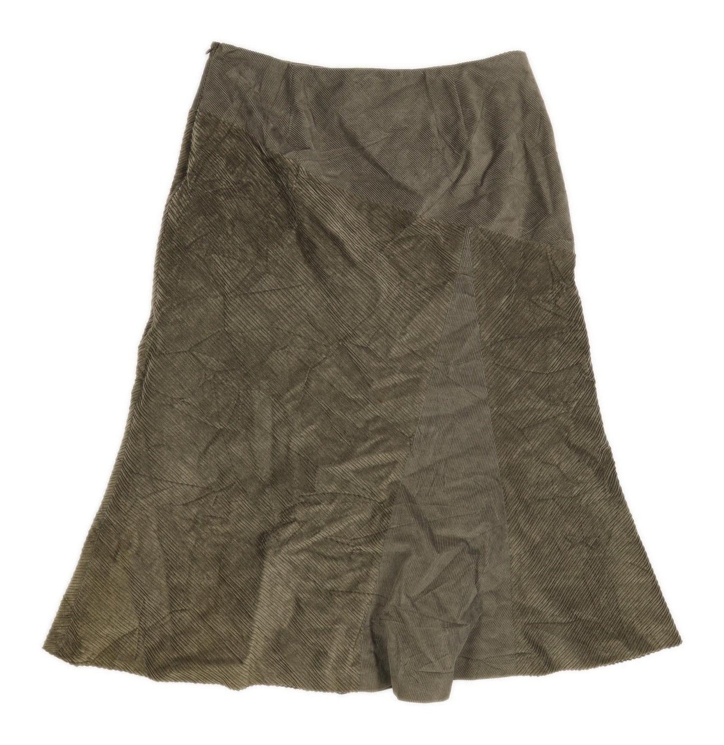 Per Una Womens Size 10 Corduroy Blend Green Flare Skirt (Regular)