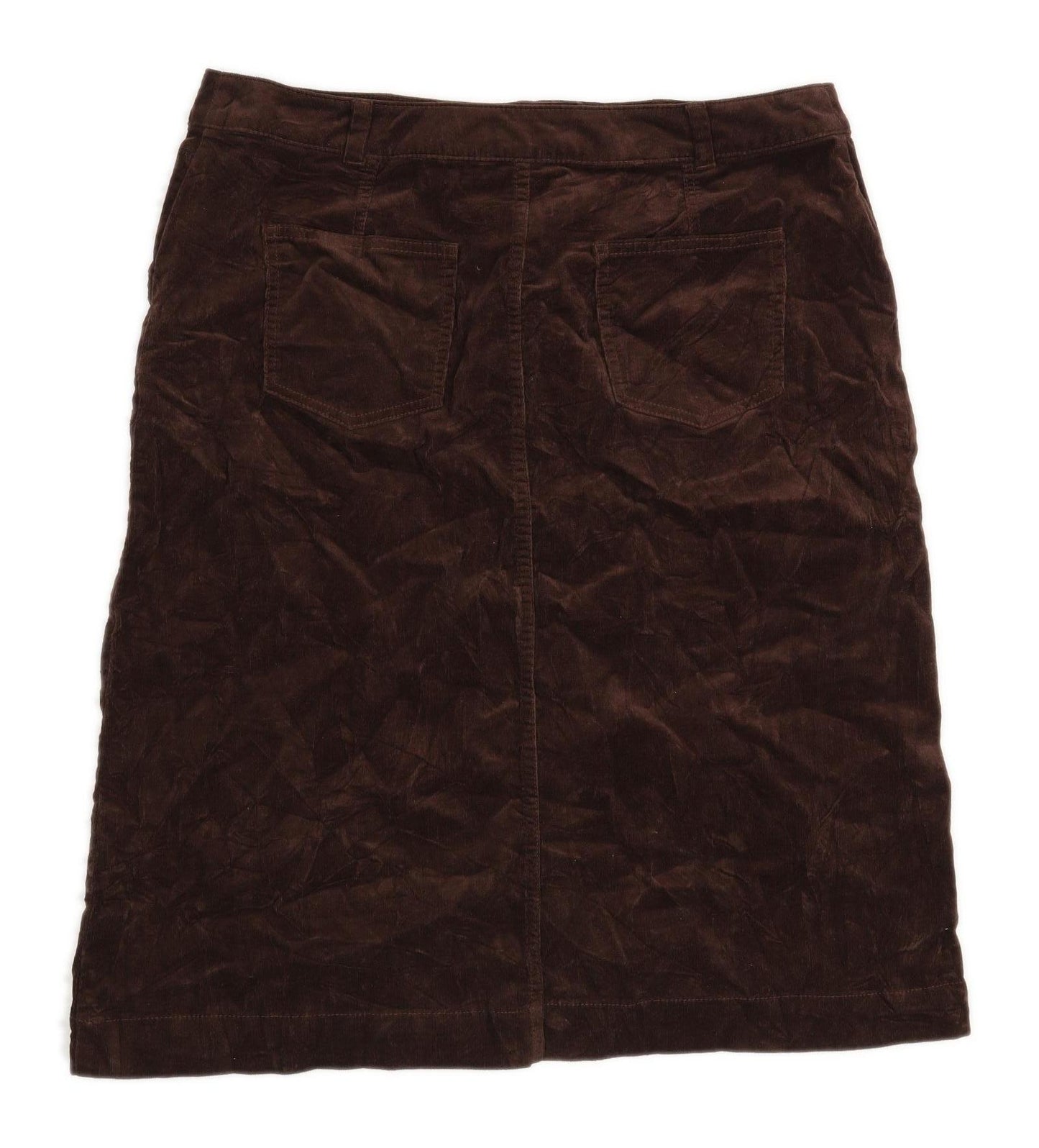 Per Una Womens Size 16 Corduroy Blend Brown Pockets A-Line Skirt (Regular)