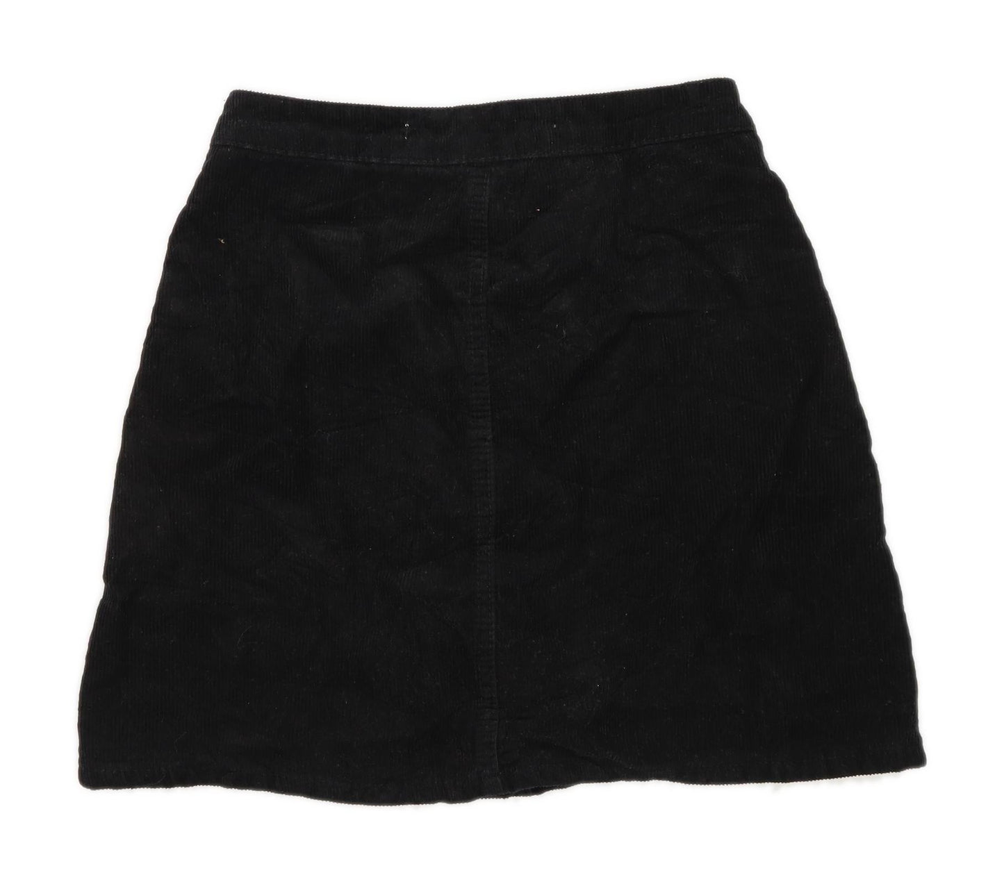 Denim Co Womens Size 8 Corduroy Black Button Up Skirt (Regular)
