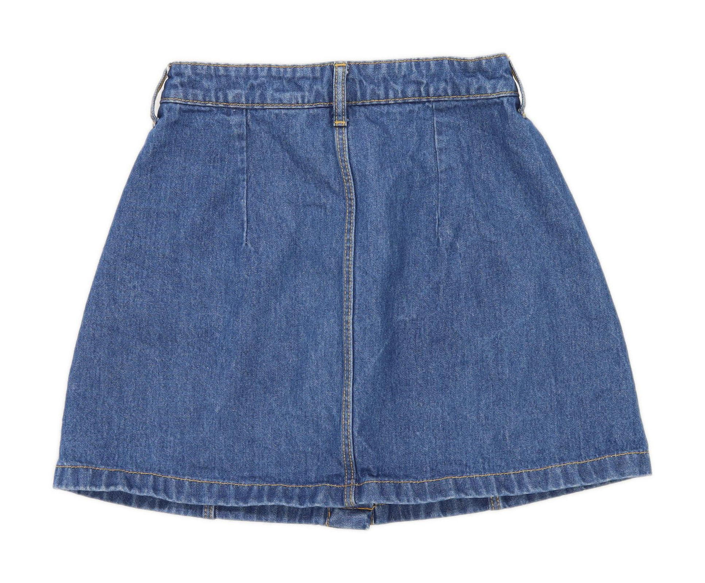 H&M Womens Size 10 Denim Blue Button Up A-Line Skirt (Regular)