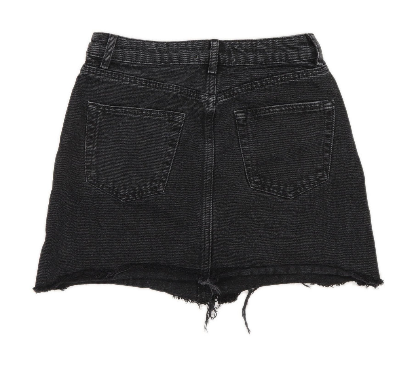 Denim Co Womens Size 8 Denim Black Detailed Edge A-Line Skirt (Regular)
