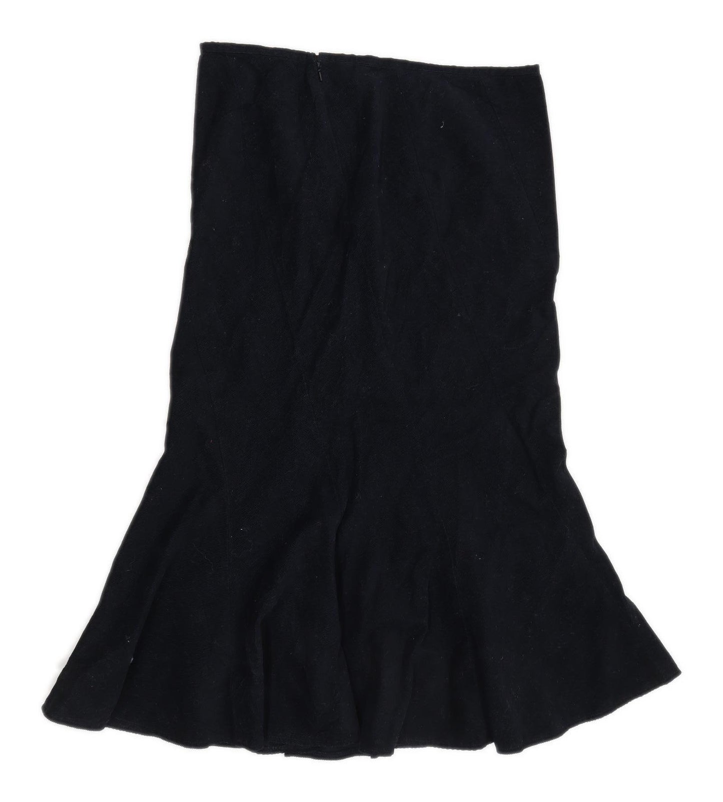Marks & Spencer Womens Size 14 Corduroy Textured Black Flare Skirt (Regular)