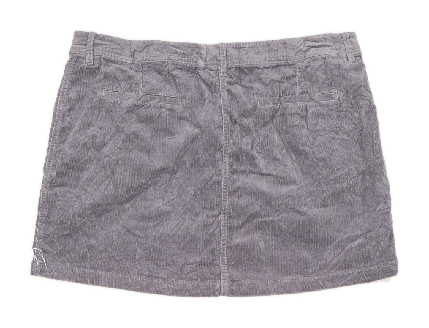 Next Womens Size 16 Corduroy Textured Grey Skirt (Regular)