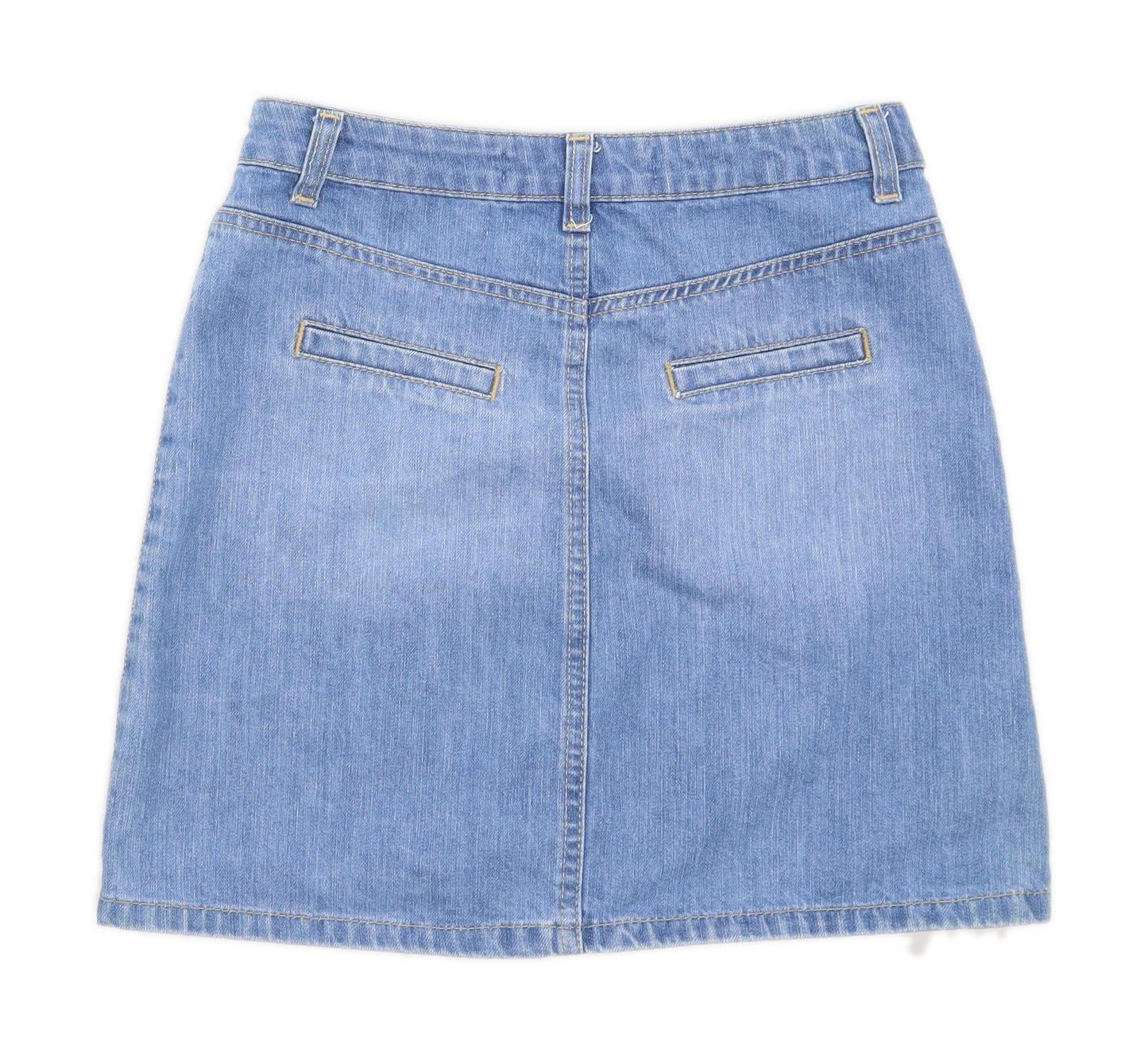 New Look Womens Size 8 Denim Blue Button Up Pencil Skirt (Regular)