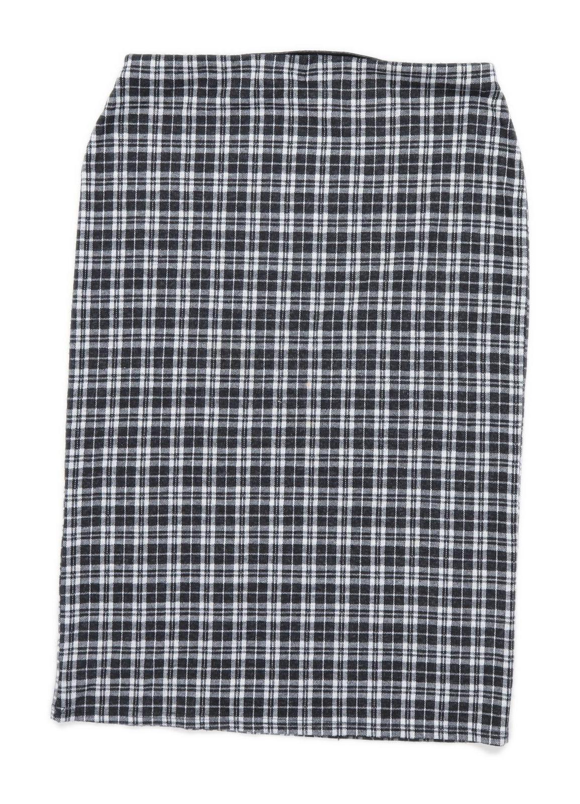 Peacocks Womens Size 12 Check Black Pencil Skirt (Regular)