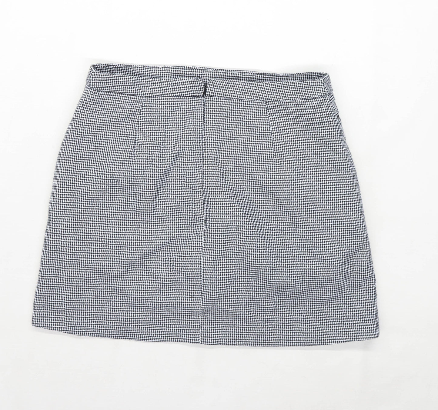 Mango Womens Size W32 Houndstooth Black A-Line Skirt (Regular)