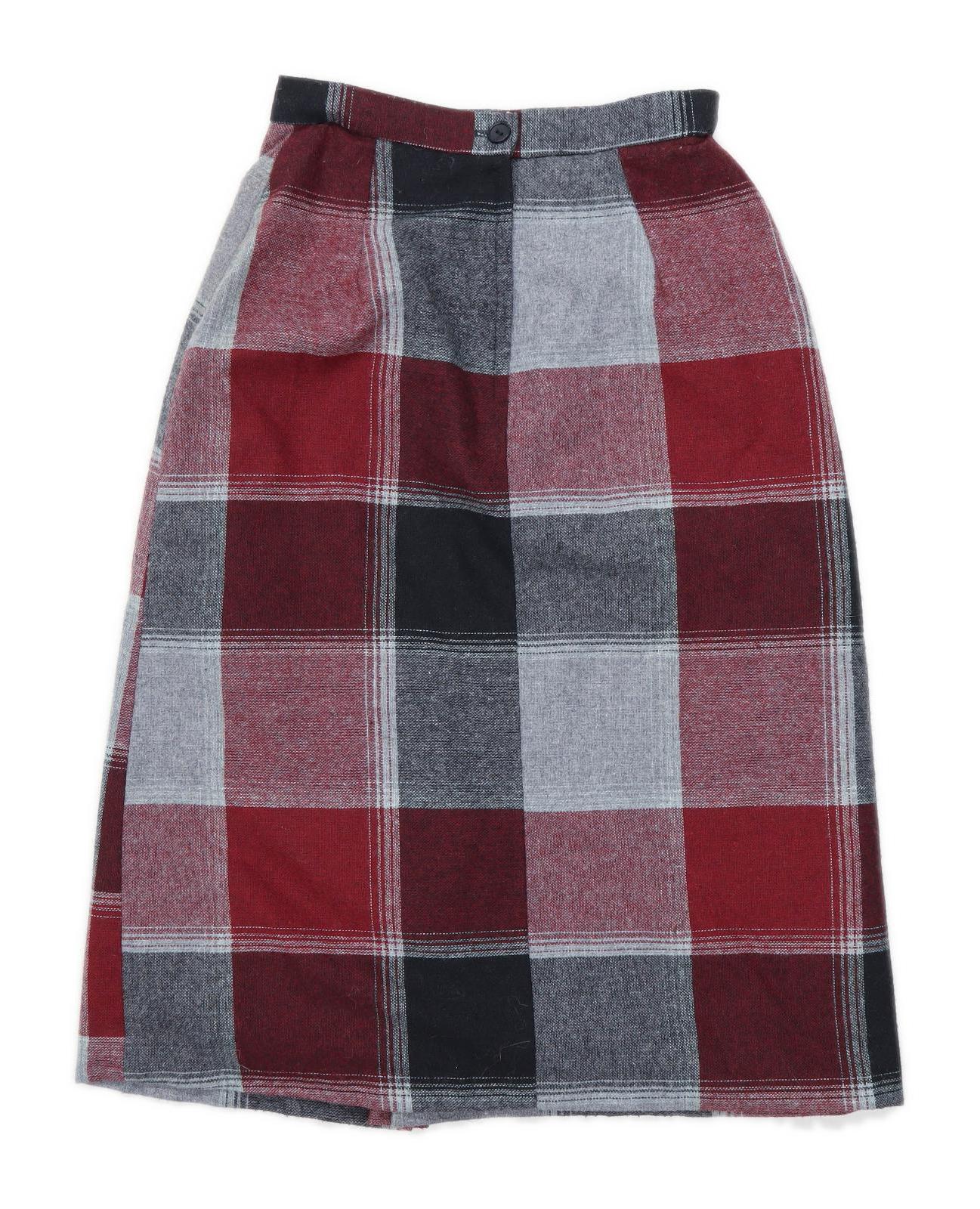 Preworn Womens Size 12 Check Red A-Line Skirt (Regular)