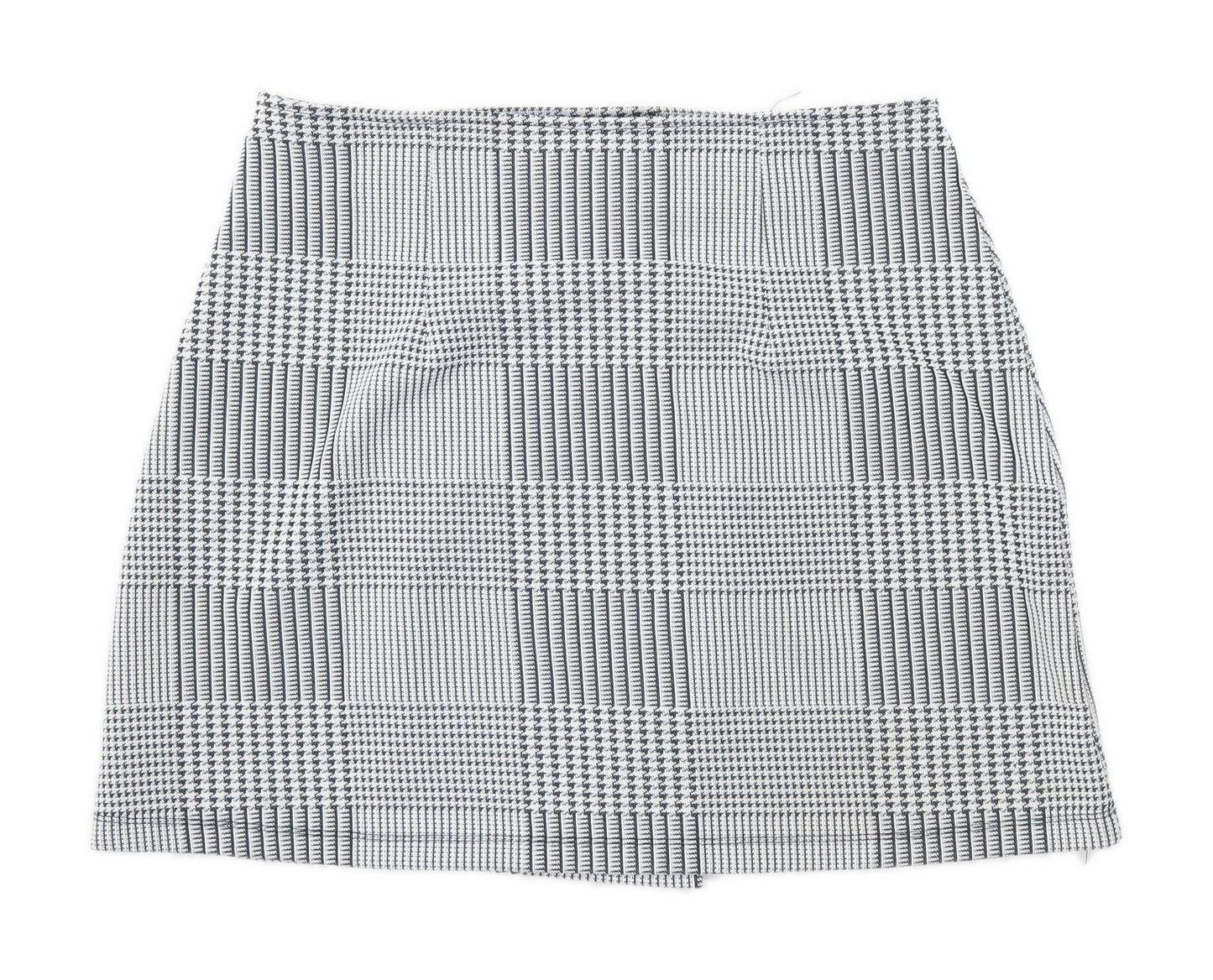 ASOS Womens Size 12 Check White Button Up A-Line Skirt (Regular)