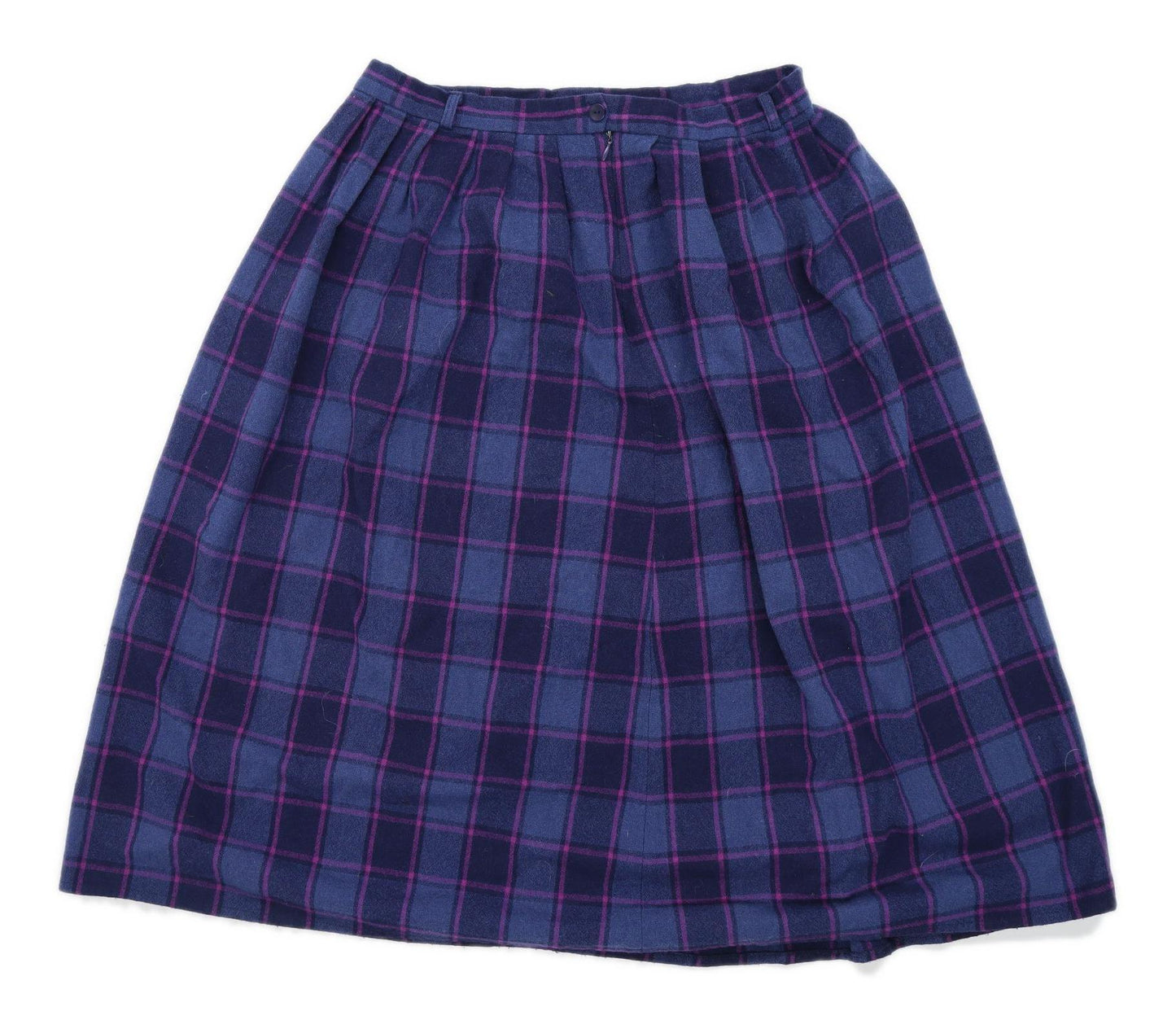 Nightingales Womens Size 18 Wool Blend Check Blue Skirt (Regular)