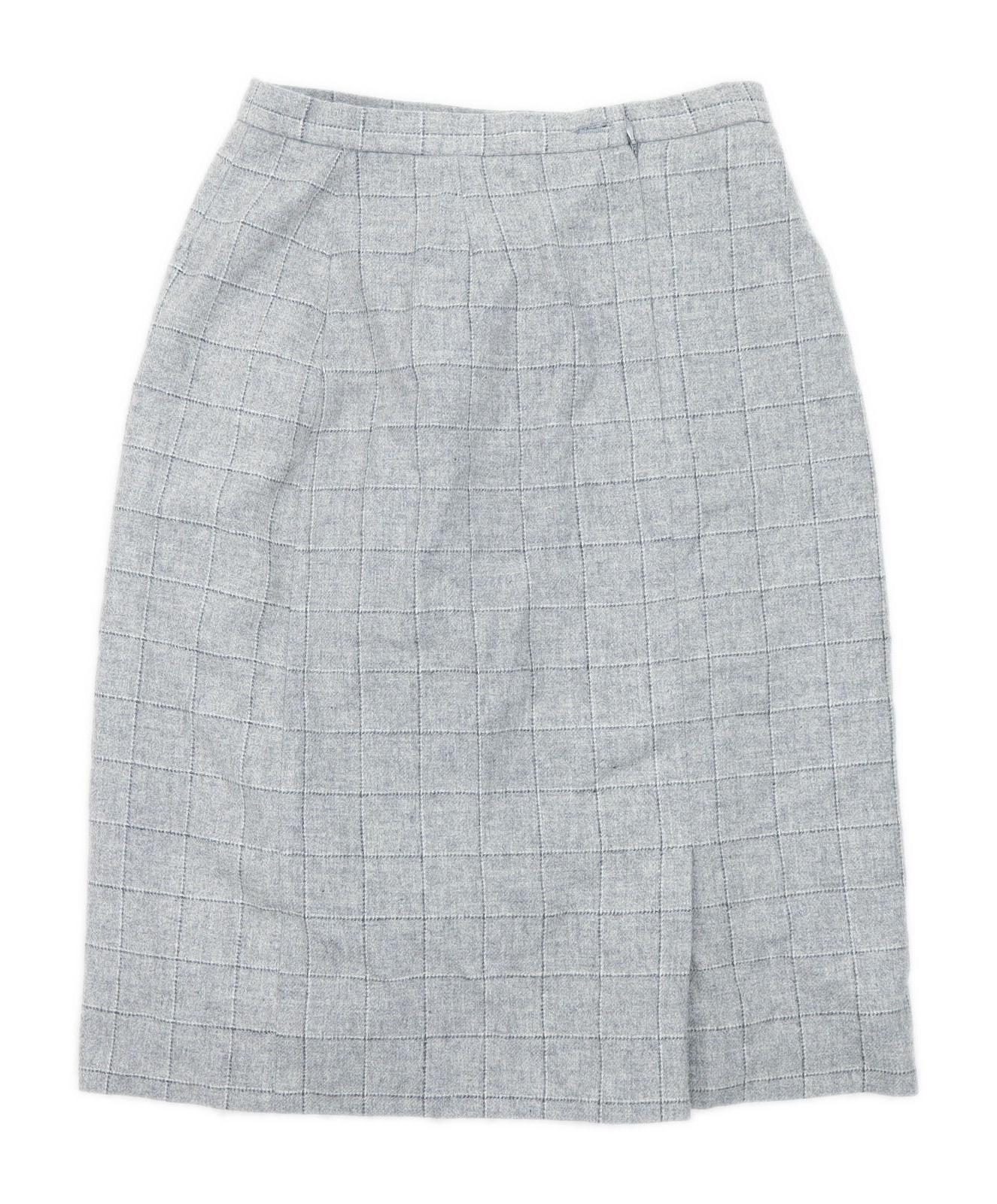Mairi Macintyre Womens Size 14 Wool Blend Check Grey Skirt (Regular)