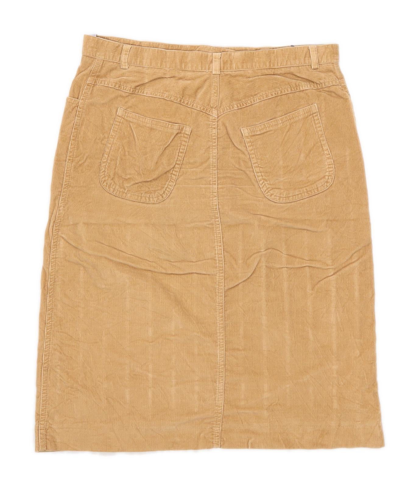 Oasis Womens Size 12 Corduroy Textured Brown Skirt (Regular)