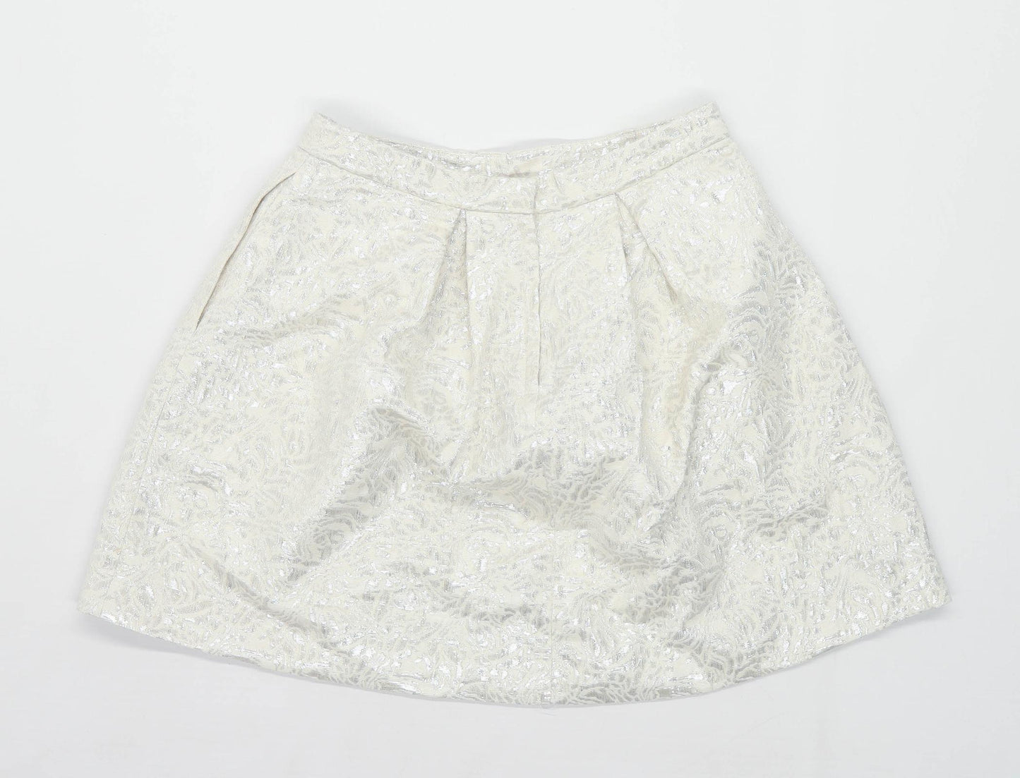 H&M Womens Size 6 Cotton Blend Cream Skirt (Regular)