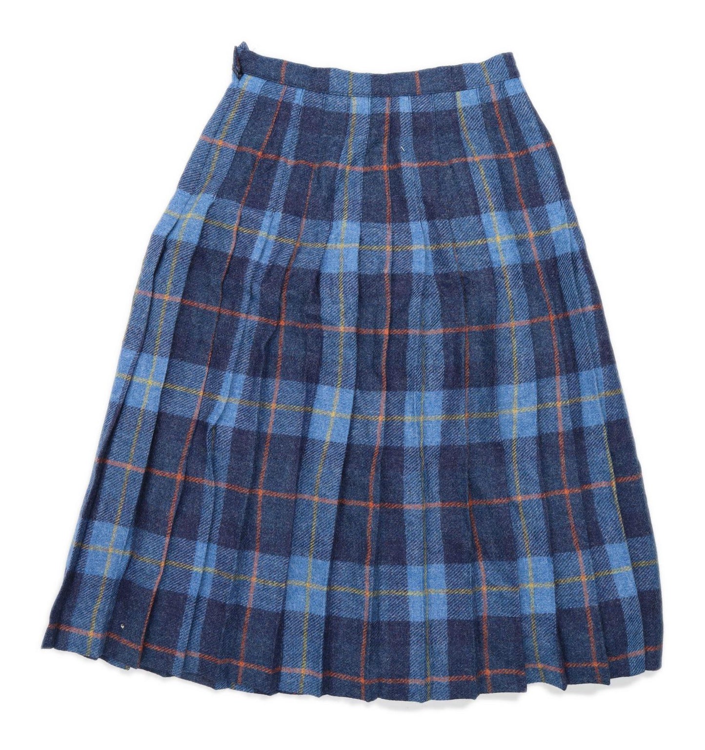Equosian Womens Size 14 Wool Blend Check Blue Skirt (Regular)