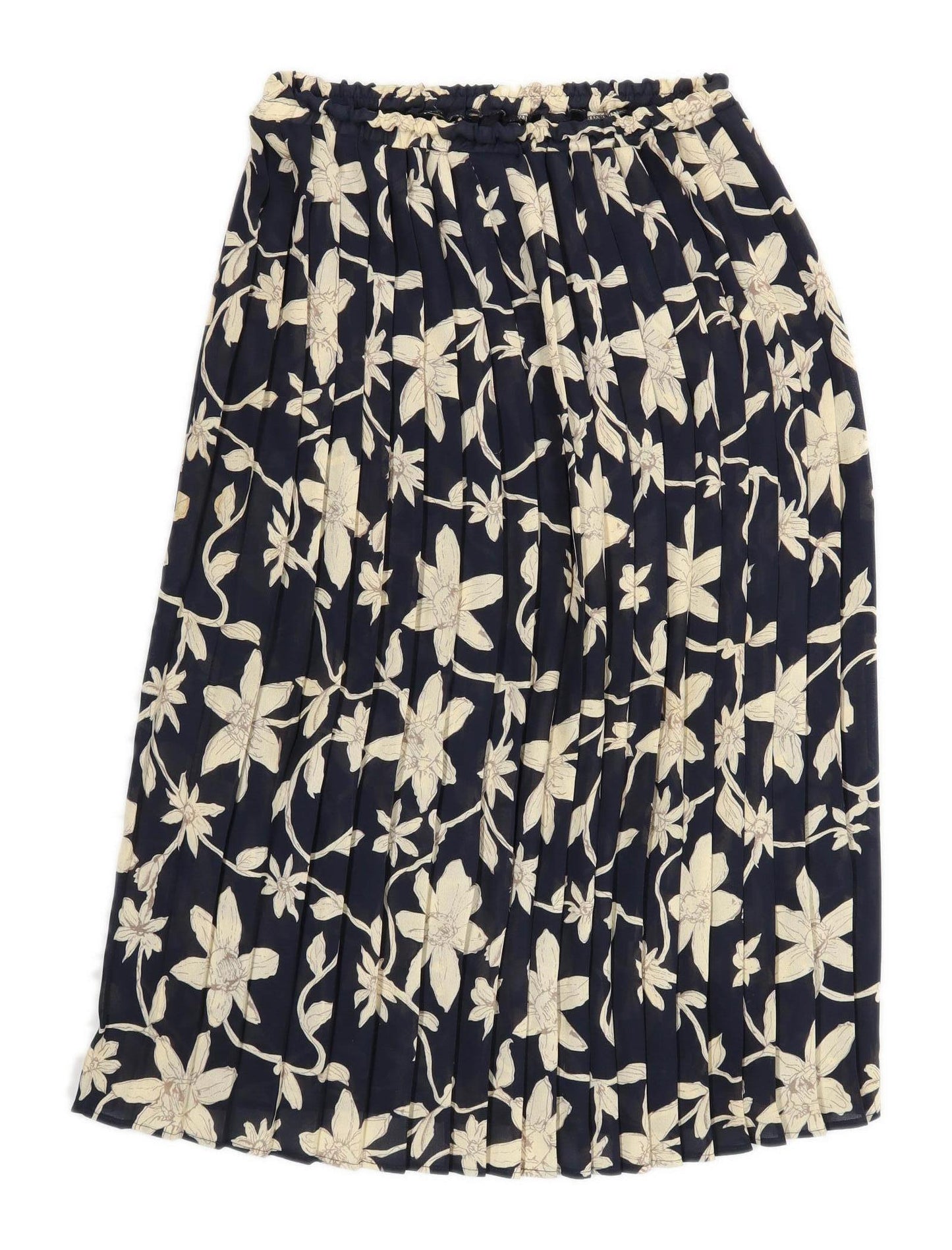 C&A Womens Size 14 Floral Black Pleated Skirt (Regular)