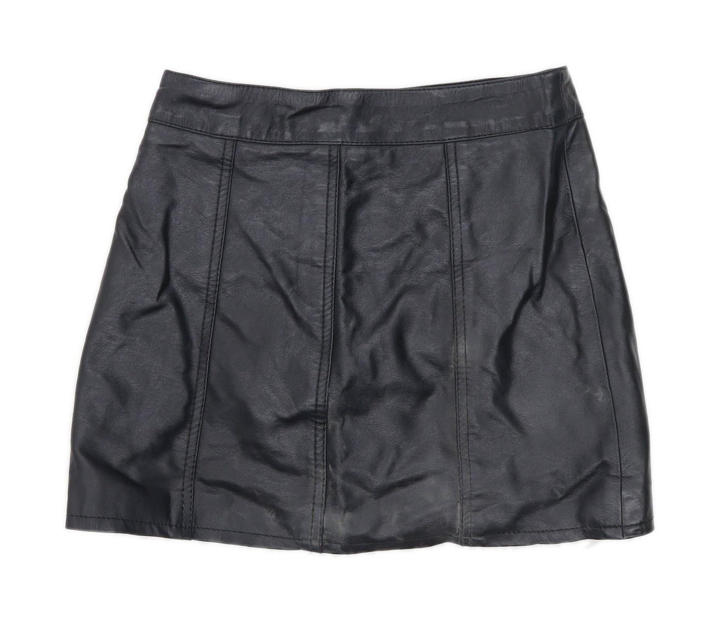 H&M Womens Size 6 Polyurethane Black Faux leather Skirt (Regular)