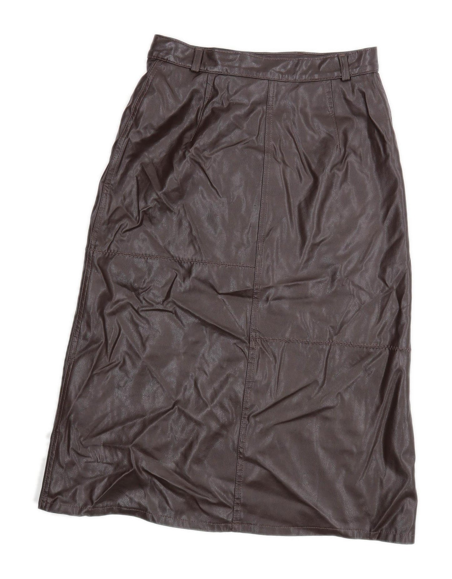 Marks & Spencer Womens Size 10 Polyurethane Brown Faux leather Pencil Skirt (Regular)