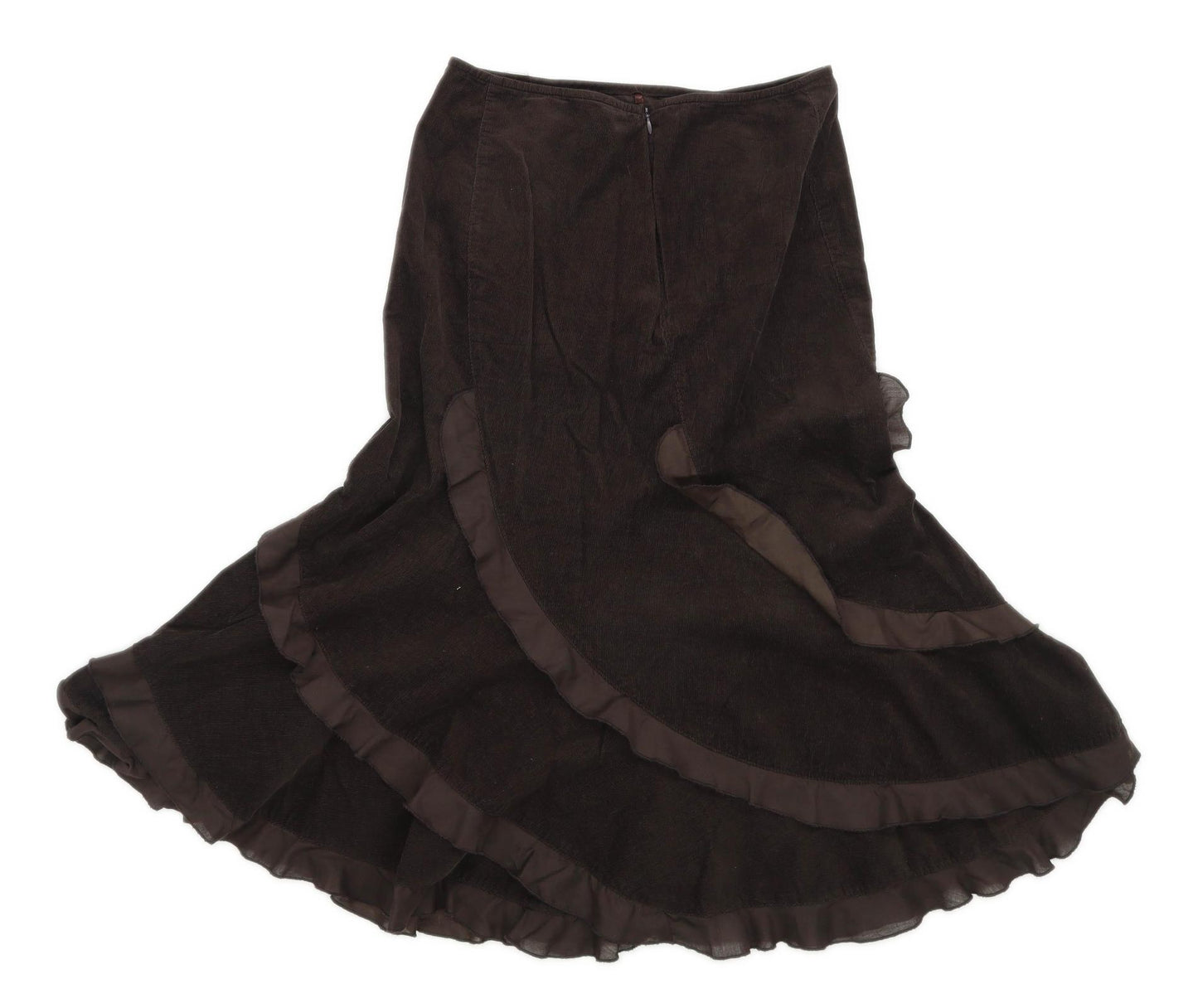 Debenhams Womens Size 8 Corduroy Brown Flare Skirt (Regular)