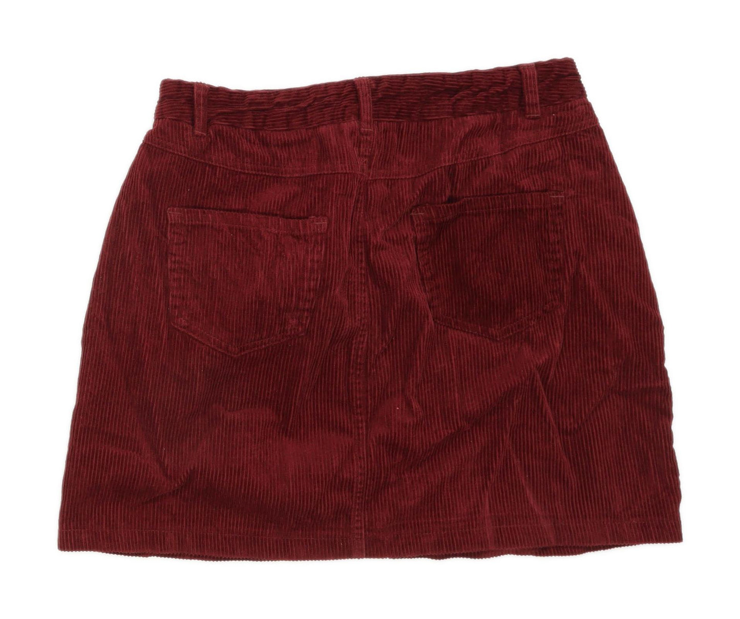 New Look Womens Size 12 Corduroy Burgundy A-Line Skirt (Regular)