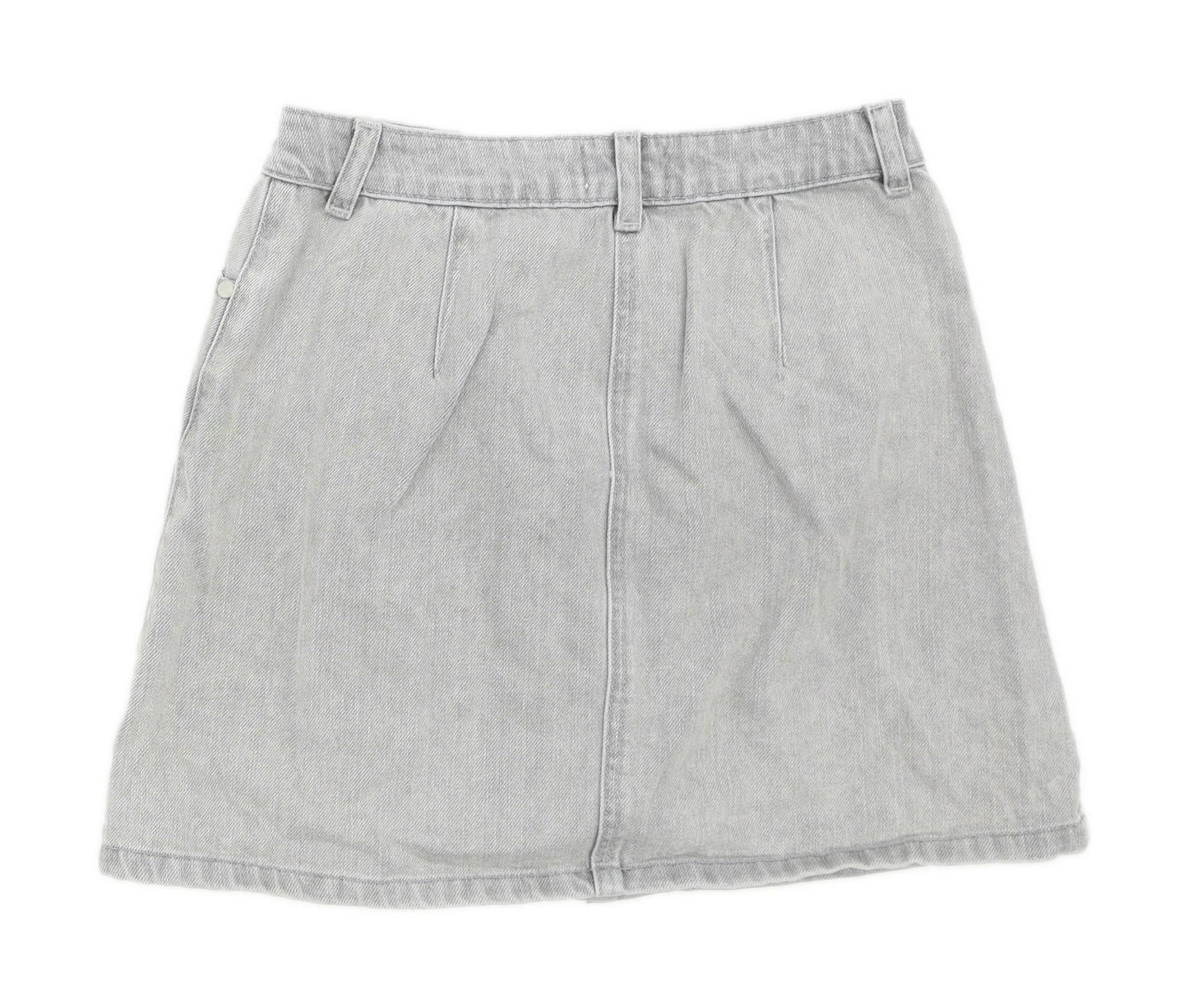 Miss Selfridge Womens Size 6 Denim Grey A-Line Skirt (Regular)