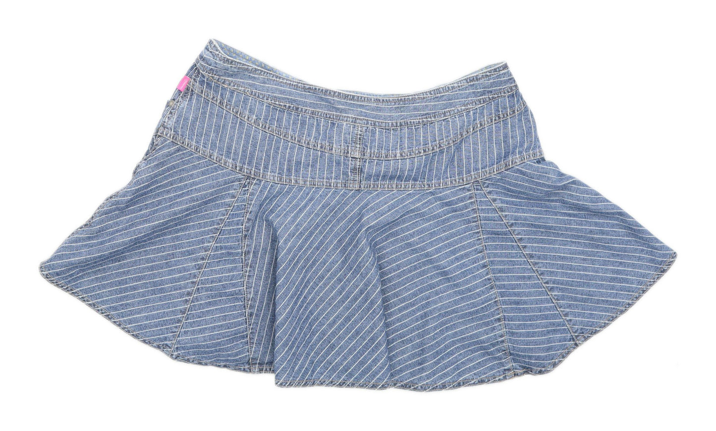 Pineapple Womens Size 16 Denim Striped Blue Flare Skirt (Regular)
