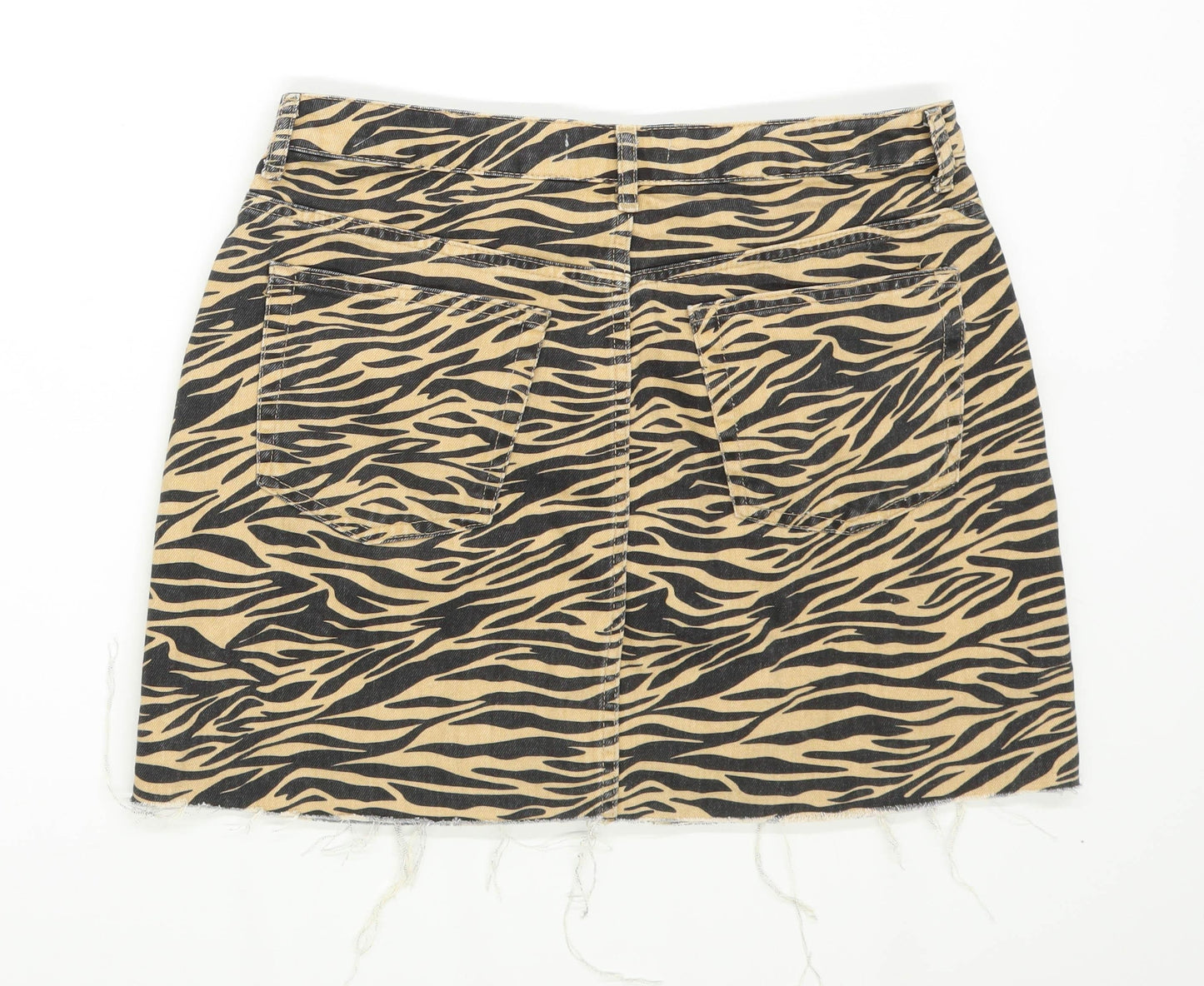 Denim Co Womens Size 14 Denim Animal Print Black Skirt (Regular)