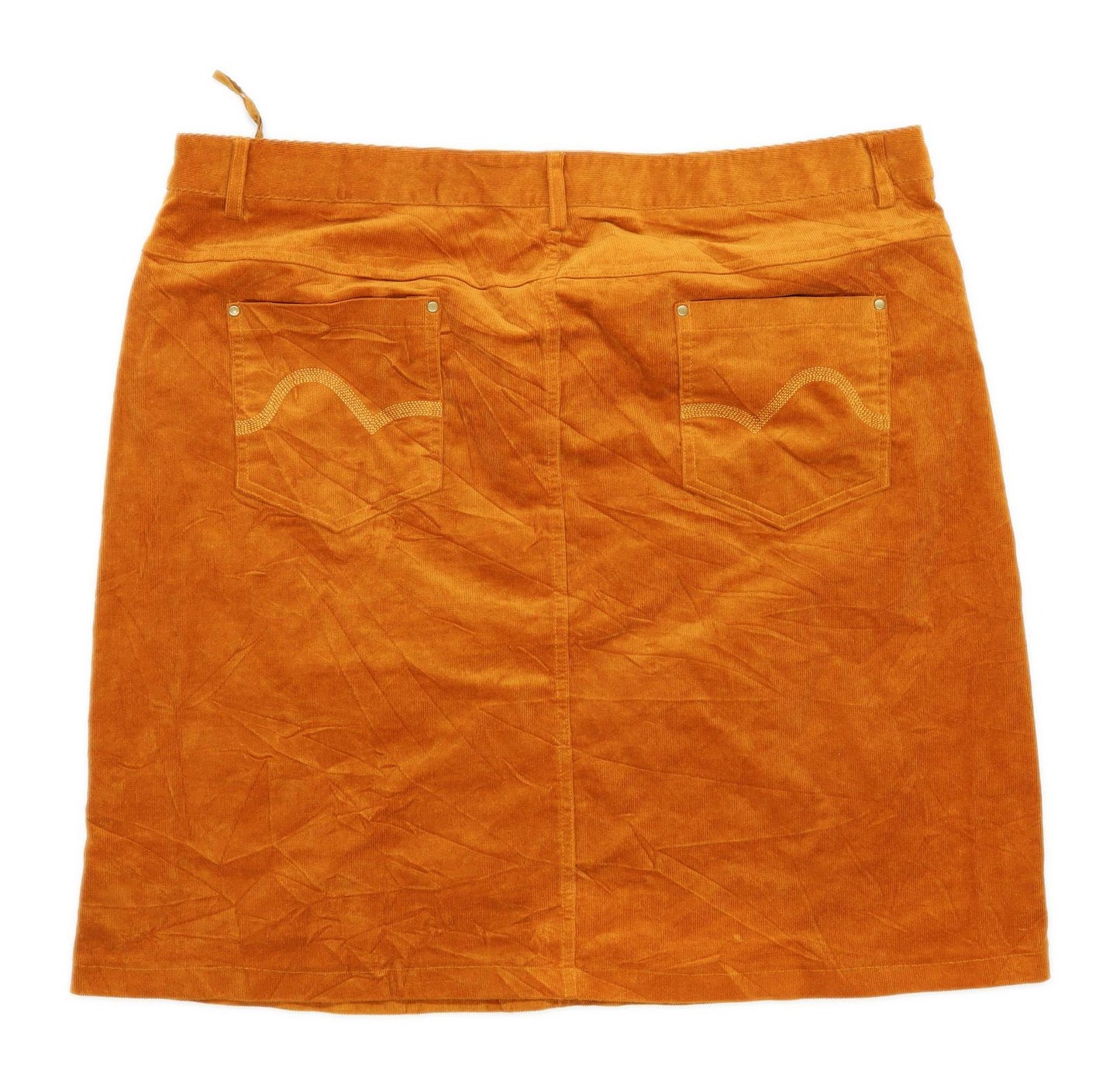 Preworn Womens Size 24 Corduroy Orange Skirt (Regular)