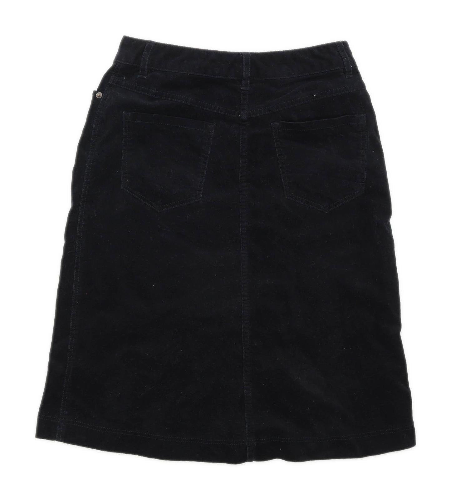 Marks & Spencer Womens Size 8 Corduroy Black A-Line Skirt (Regular)