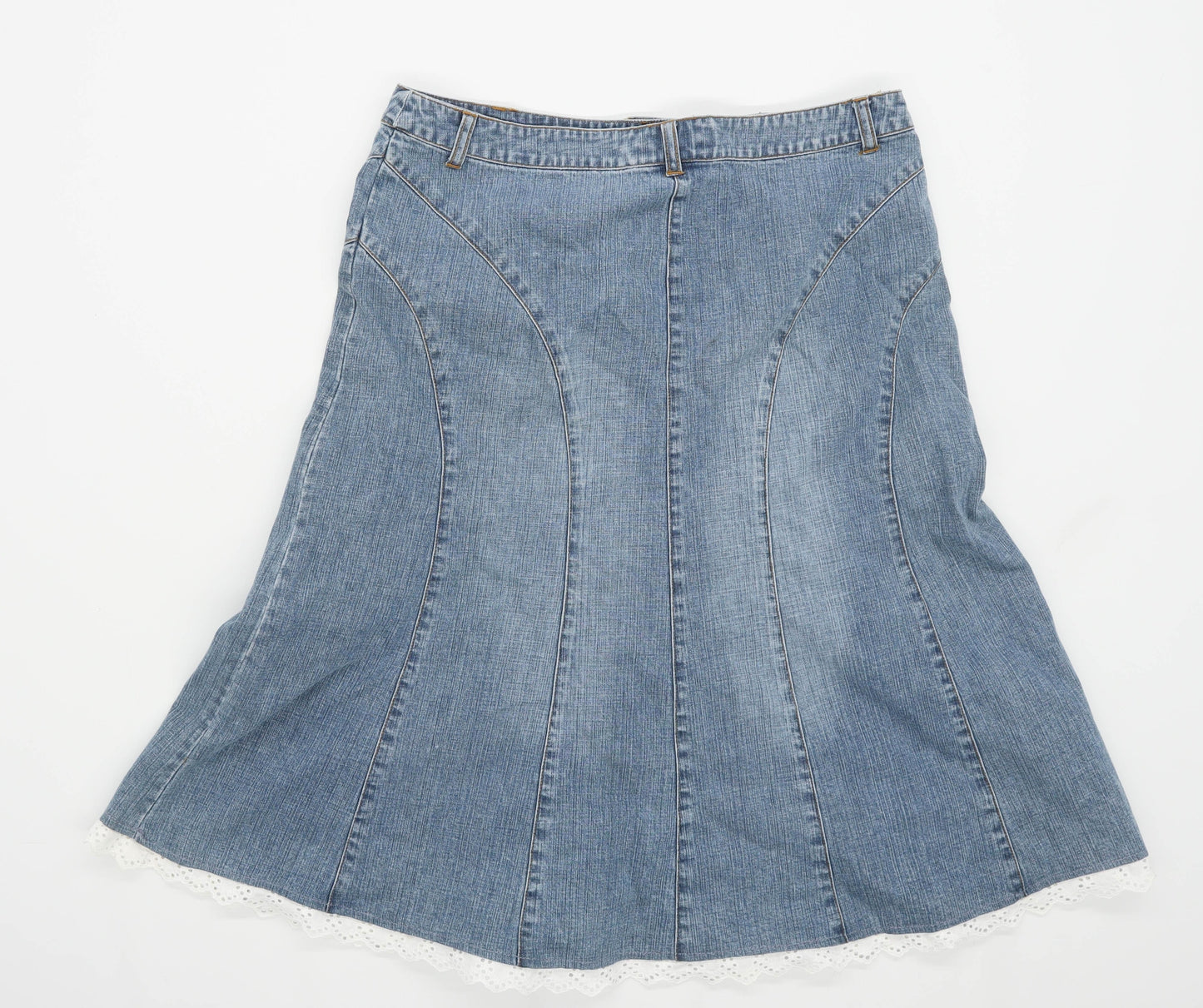 B Casual Womens Size 14 Denim Blue Flare Skirt (Regular)